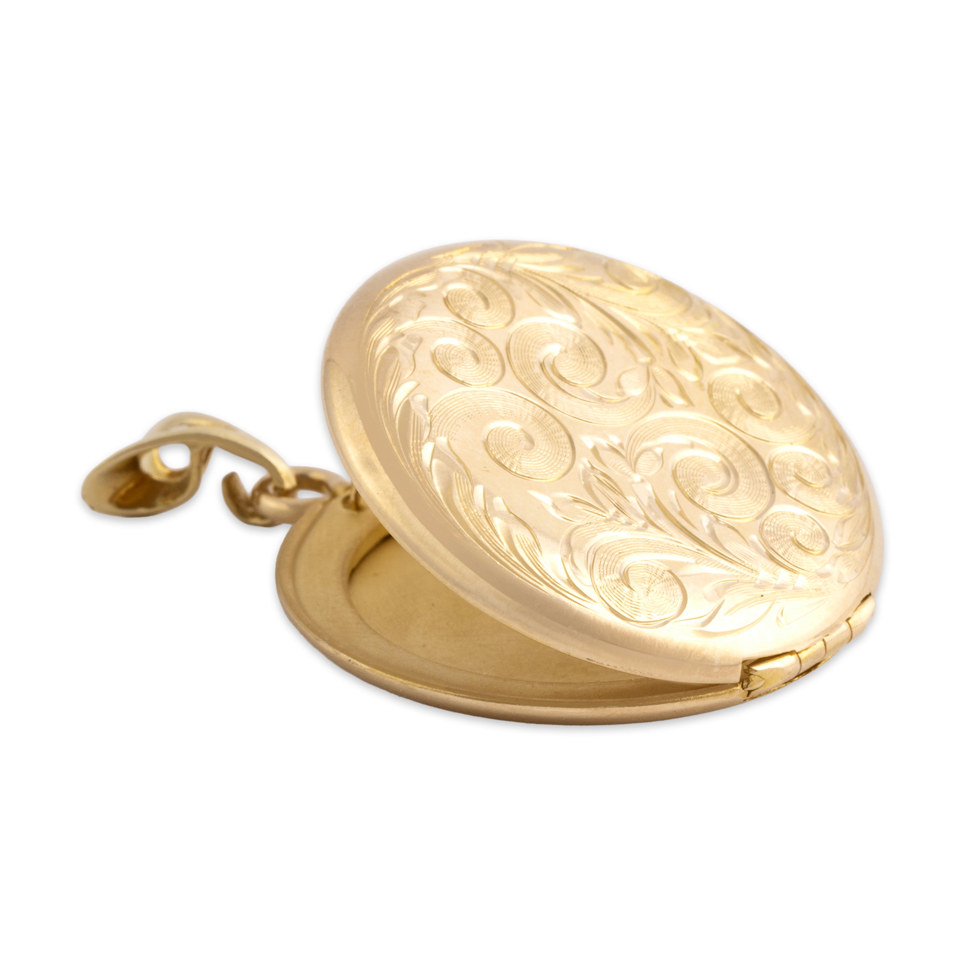 Vintage Large 14k Yellow Gold Incredible Engraved Flourish Locket Pendant