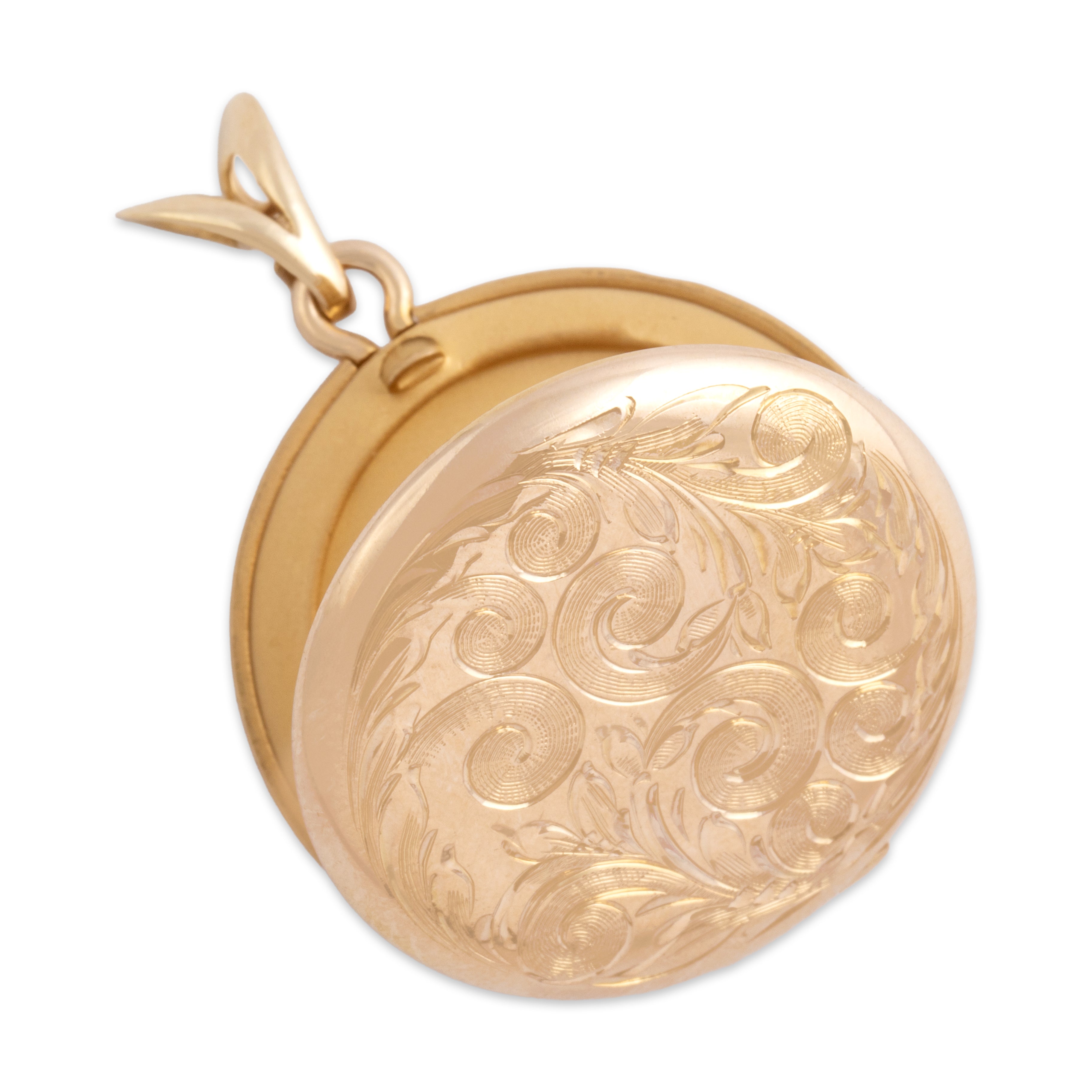 Vintage Large 14k Yellow Gold Incredible Engraved Flourish Locket Pendant