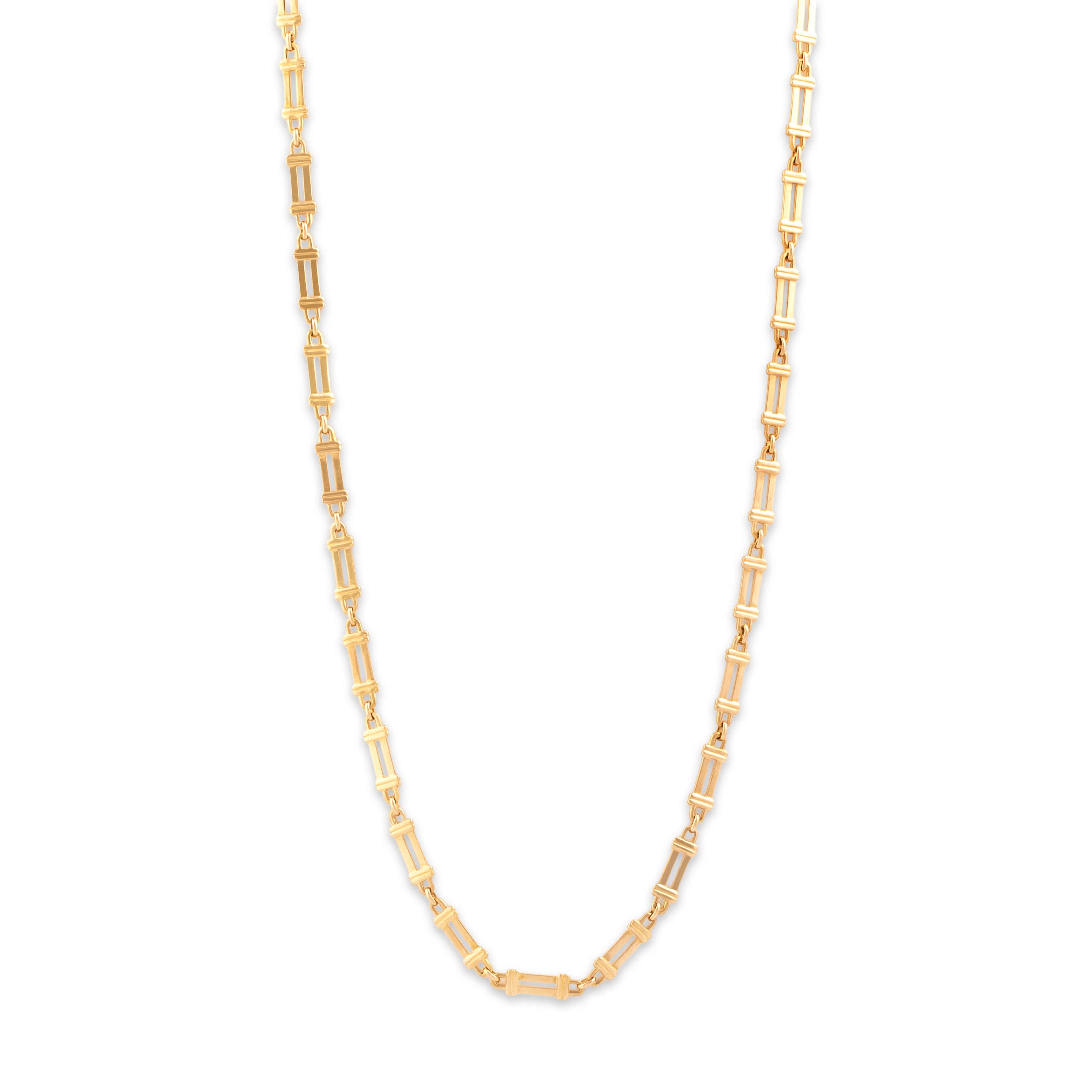 Vintage Italian 14k Yellow Gold Long Bar Link Necklace - detail view #1
