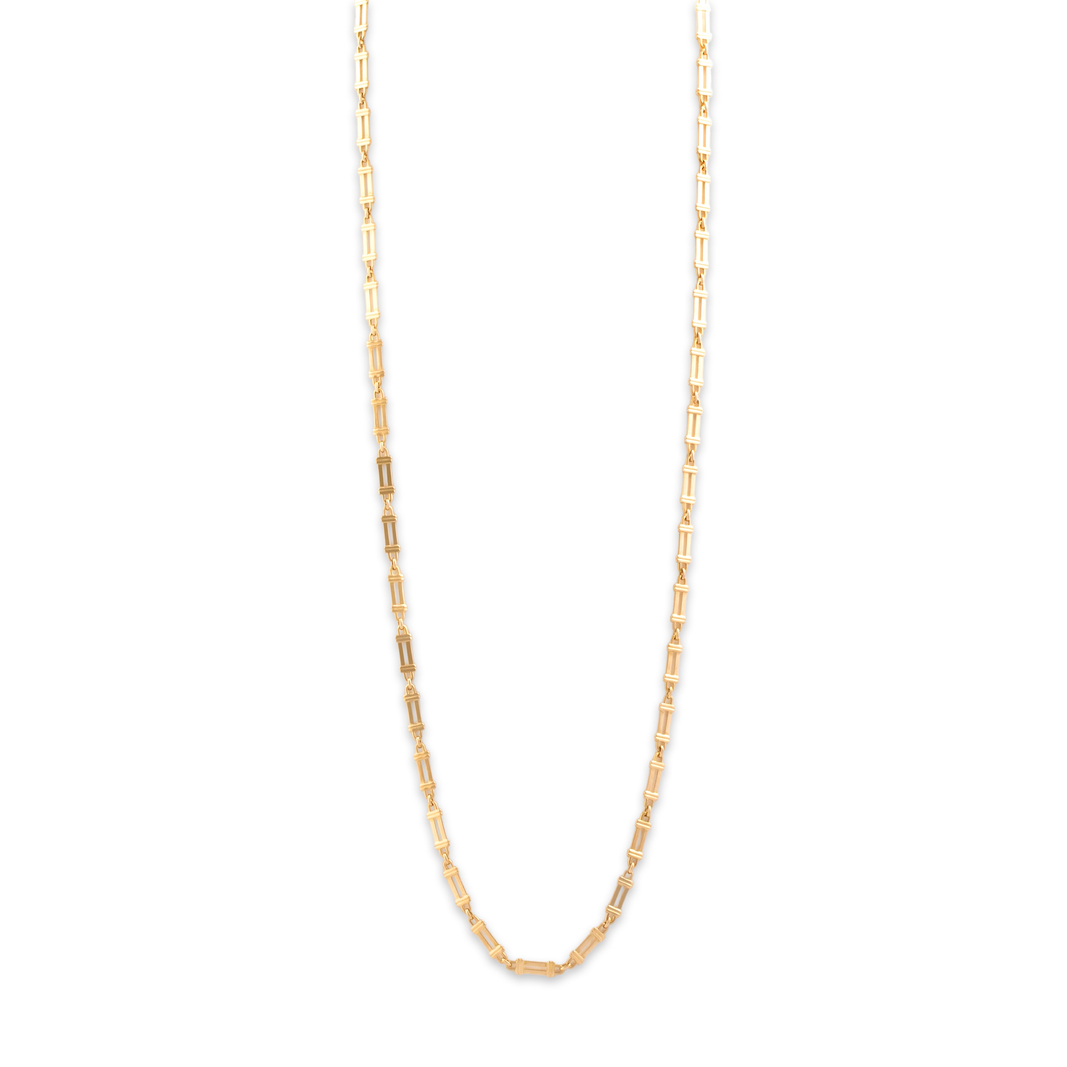 Vintage Italian 14k Yellow Gold Long Bar Link Necklace - detail view #2