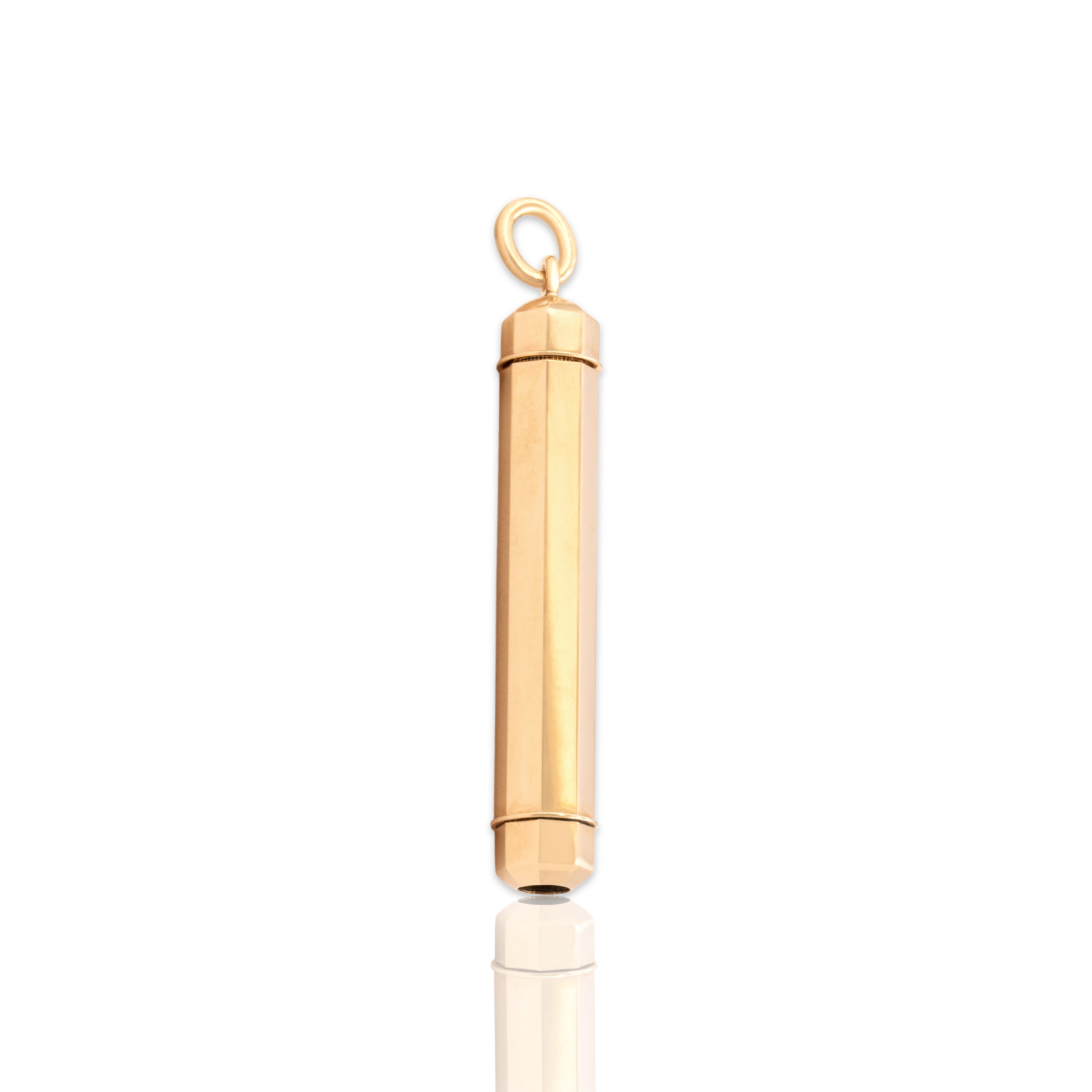 Antique Victorian Fairchild 14k Rosy Yellow Gold Telescoping Pencil Pendant - Close-up view