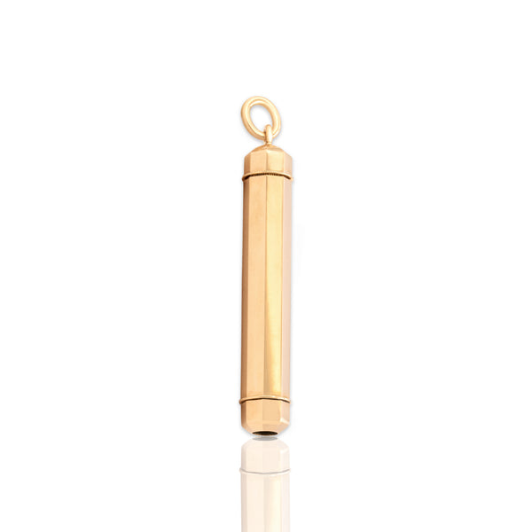 Antique Victorian Fairchild 14k Rosy Yellow Gold Telescoping Pencil Pendant - Close-up view
