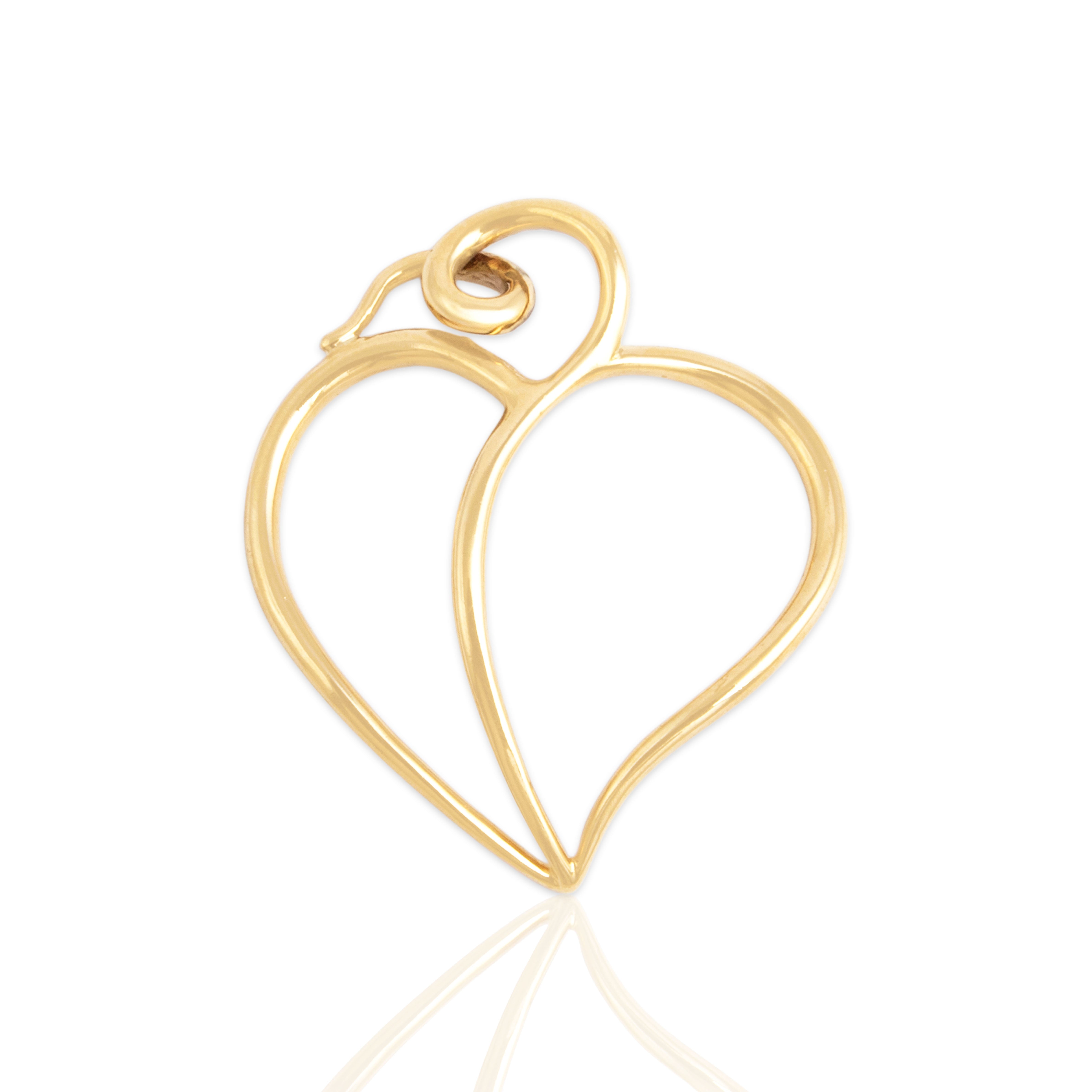 Vintage Tiffany & Co. Paloma Picasso 18k Yellow Gold Heart Tendril Pendant
