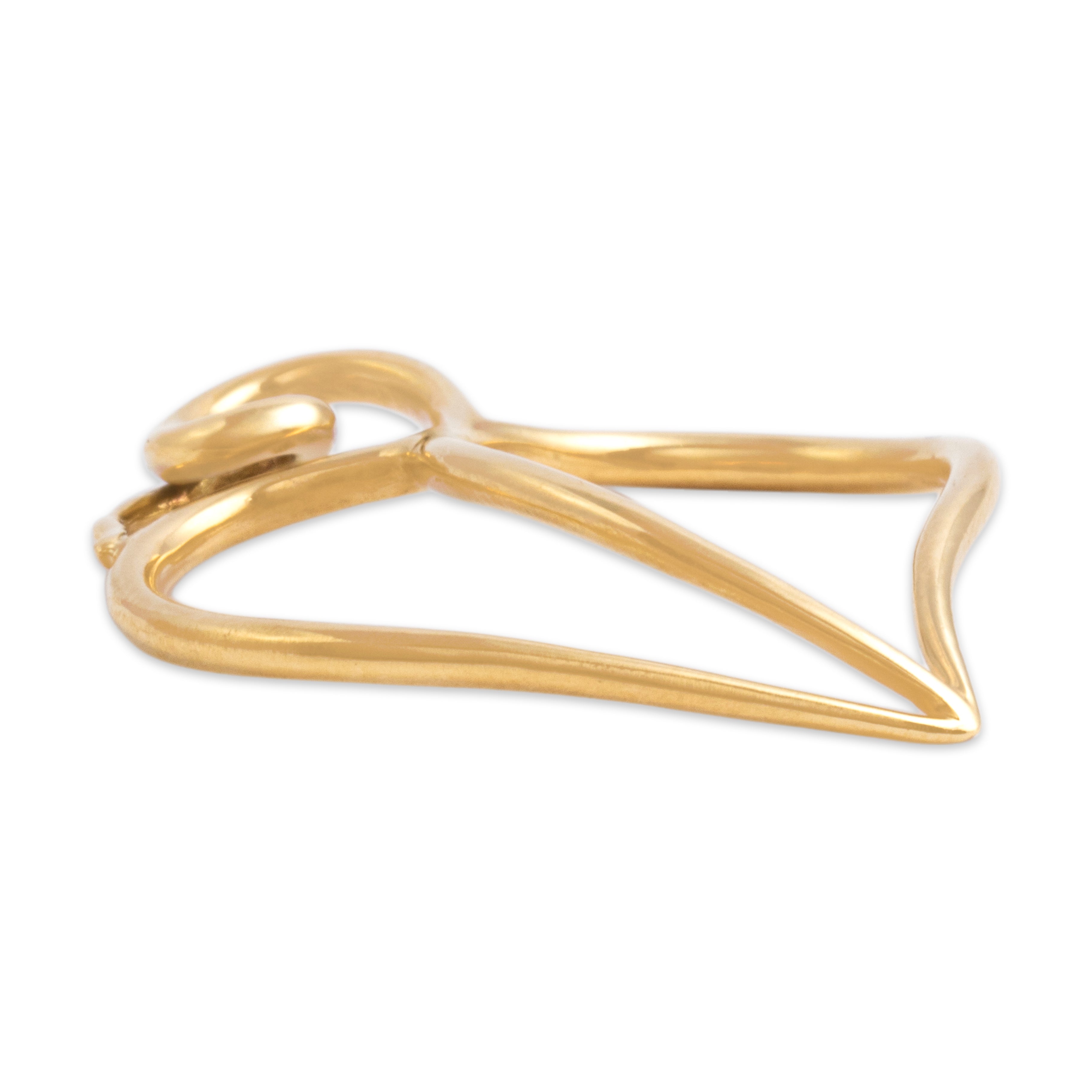 Vintage Tiffany & Co. Paloma Picasso Large 18k Yellow Gold Swirling Heart Tendril Pendant - Side view