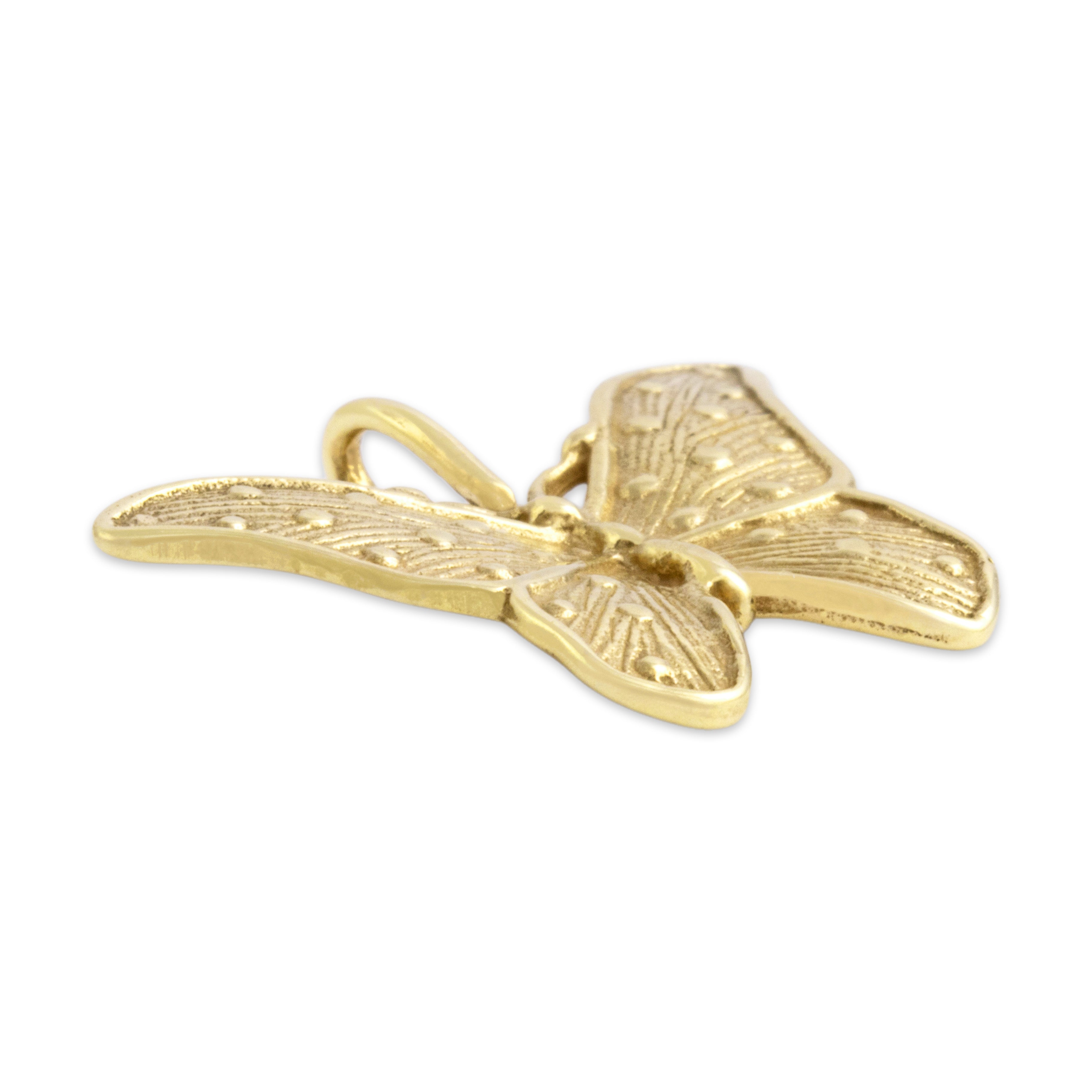 Vintage 14k Yellow Gold Soaring Spotted Butterfly Pendant