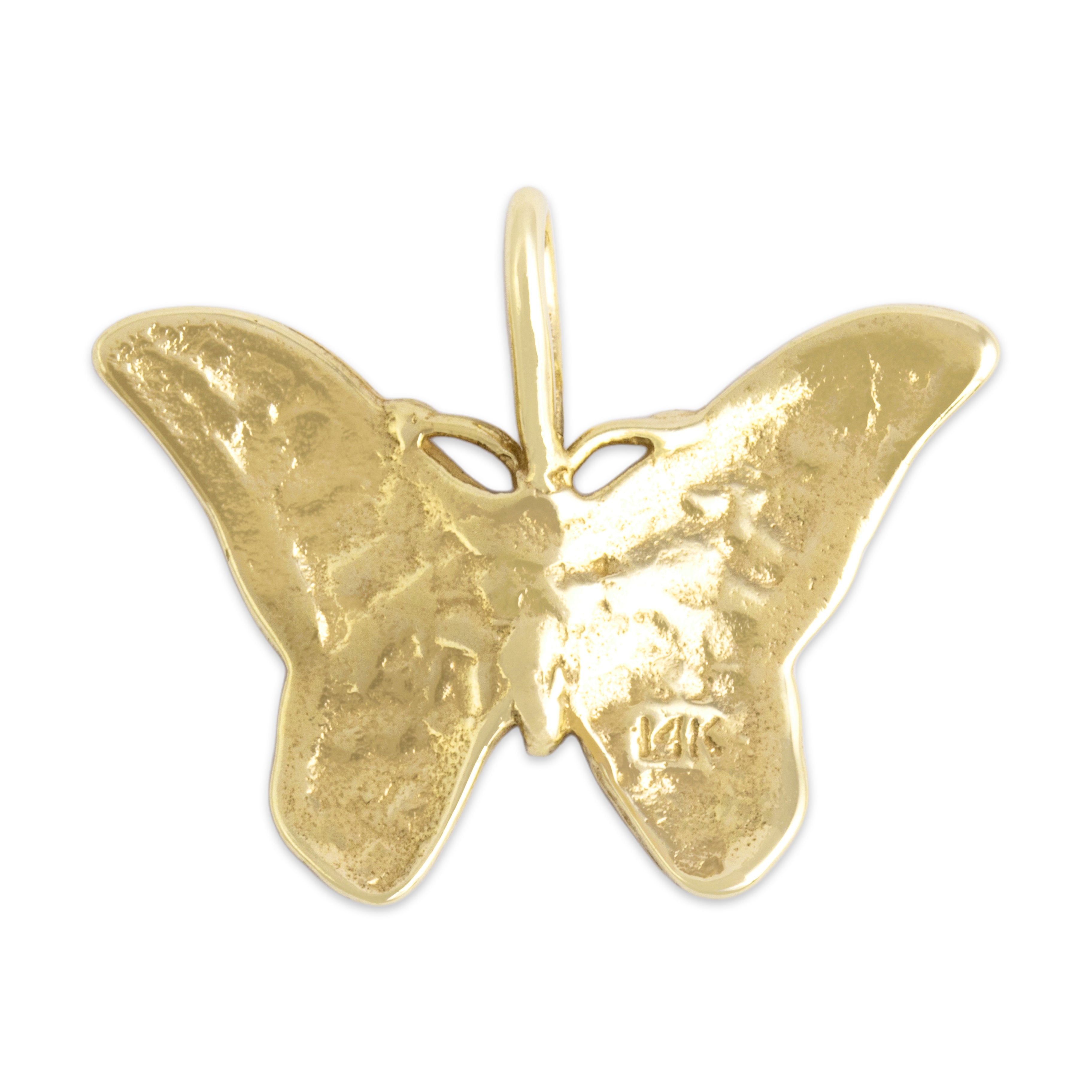 Vintage 14k Yellow Gold Soaring Spotted Butterfly Pendant