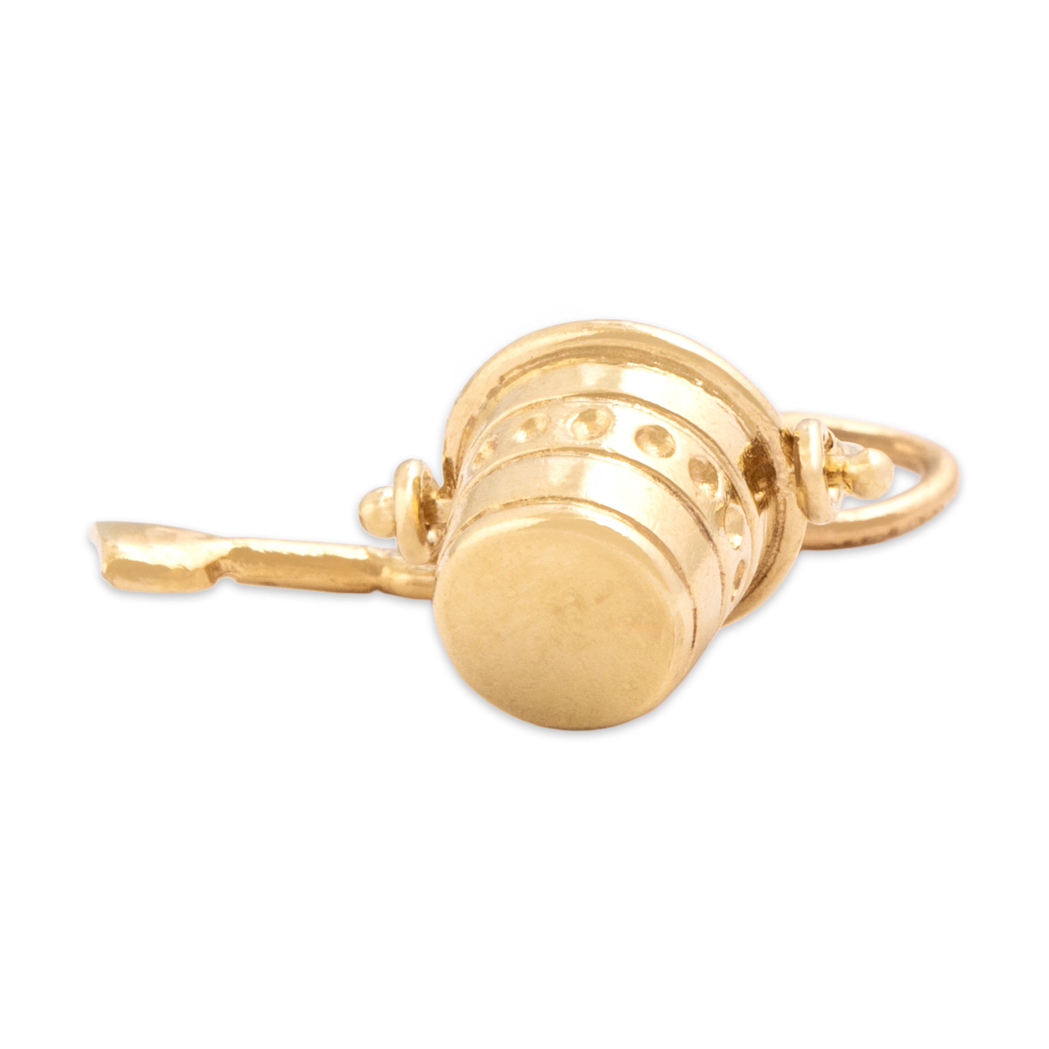 Vintage 14k Yellow Gold Playful Beach Bucket And Shovel Charm / Pendant - detail view #1