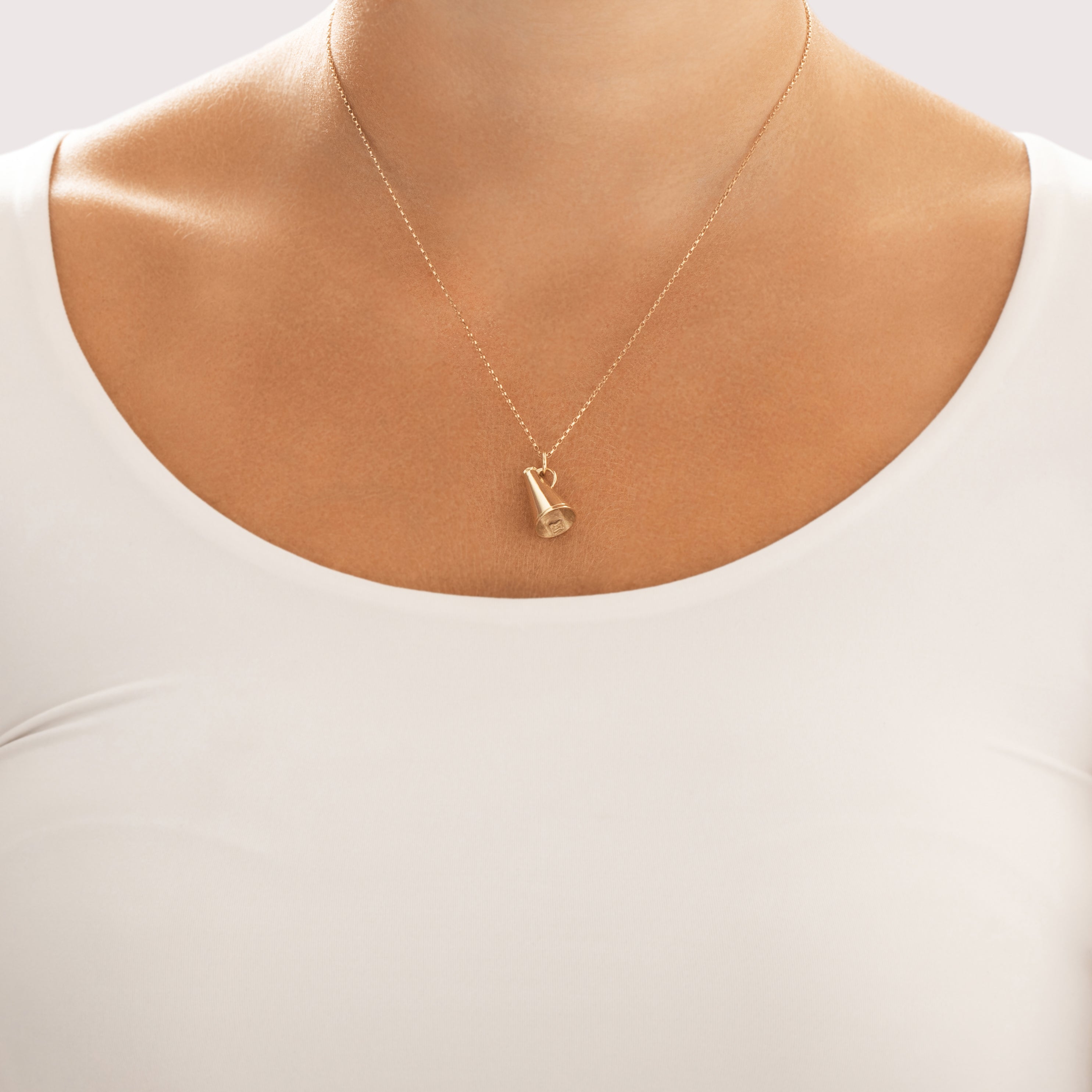 Vintage 14k Yellow Gold Cheer Cone Charm / Pendant - On model view