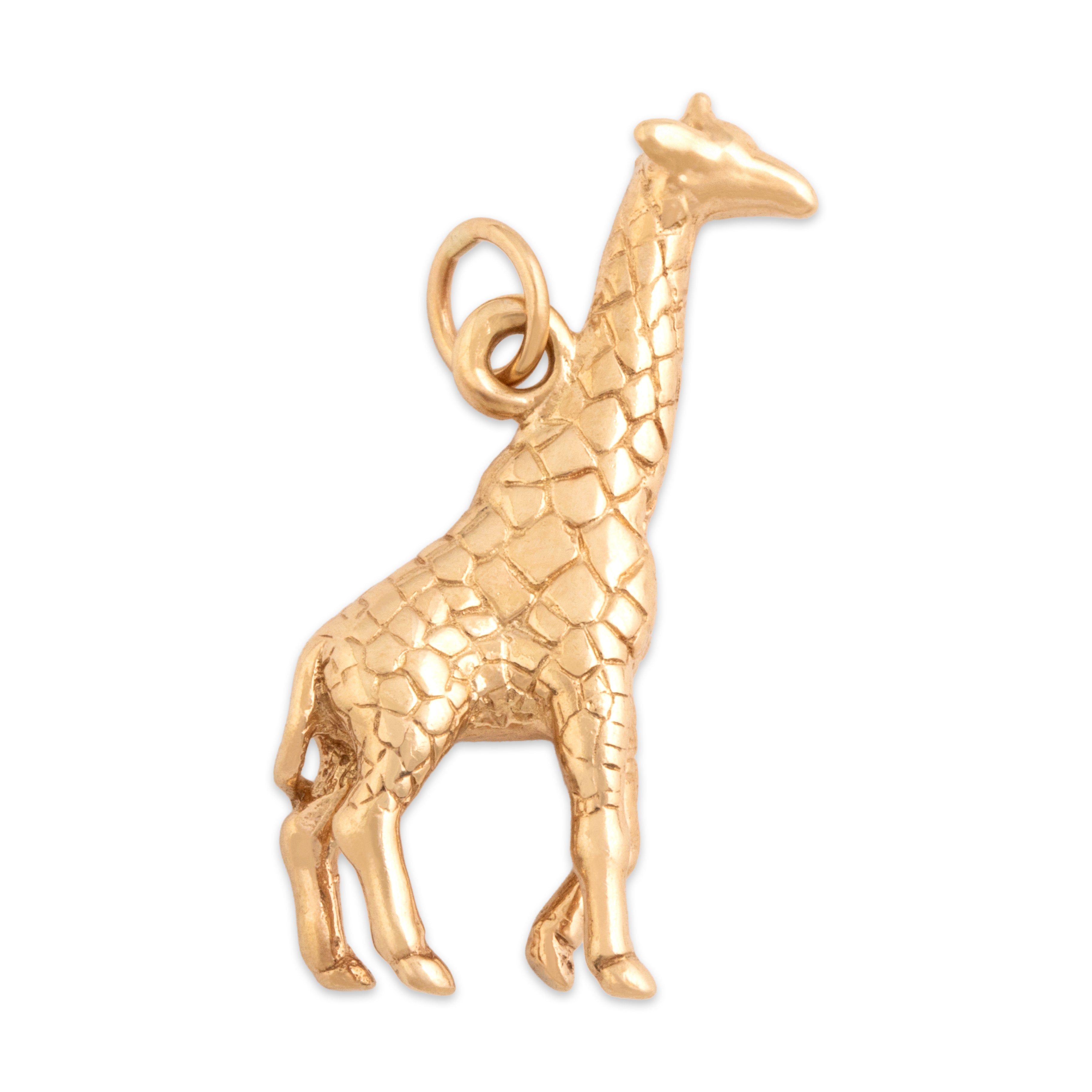Vintage 14k Yellow Gold Tall Graceful Giraffe Charm / Pendant - Overall view