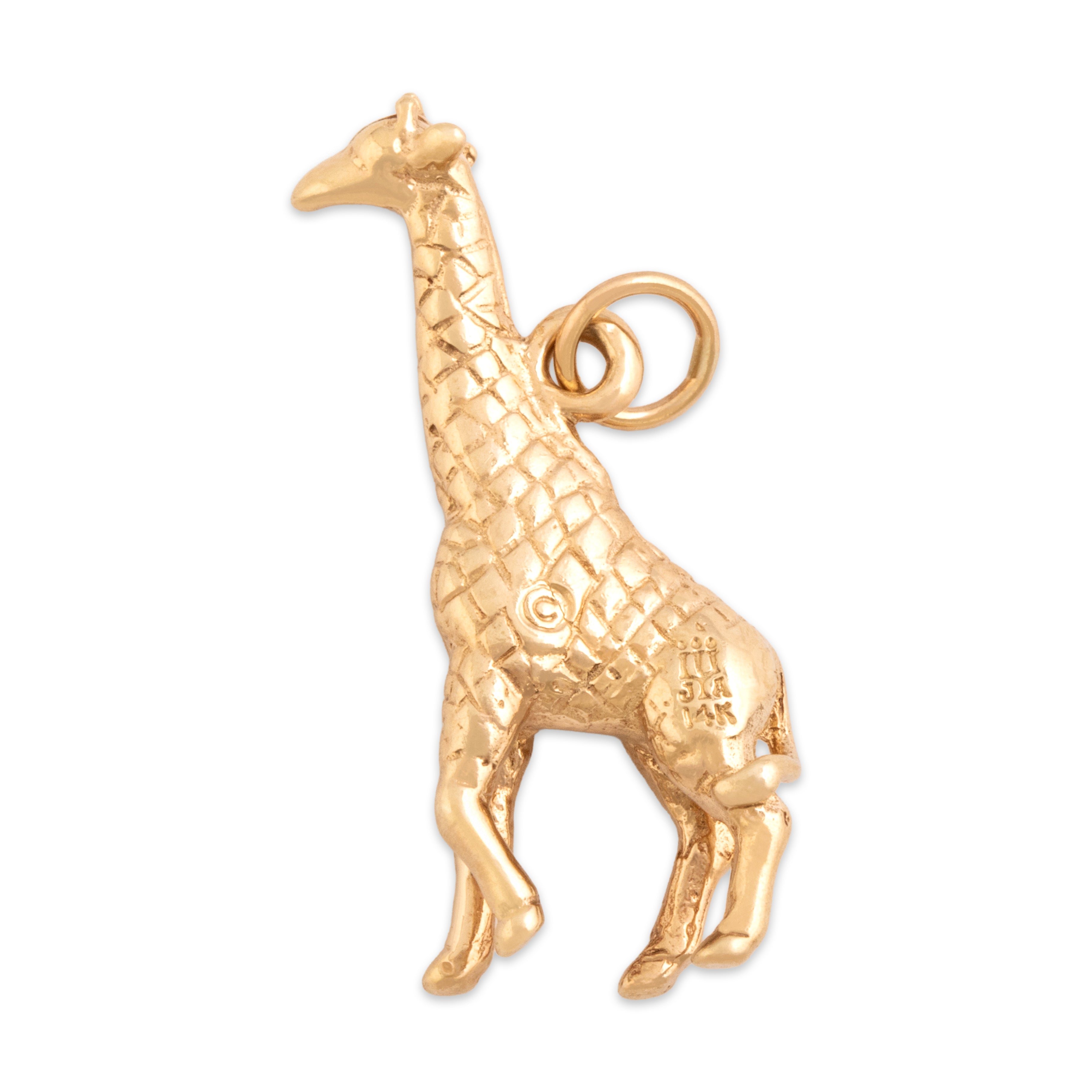 Vintage 14k Yellow Gold Tall Graceful Giraffe Charm / Pendant - Overall view