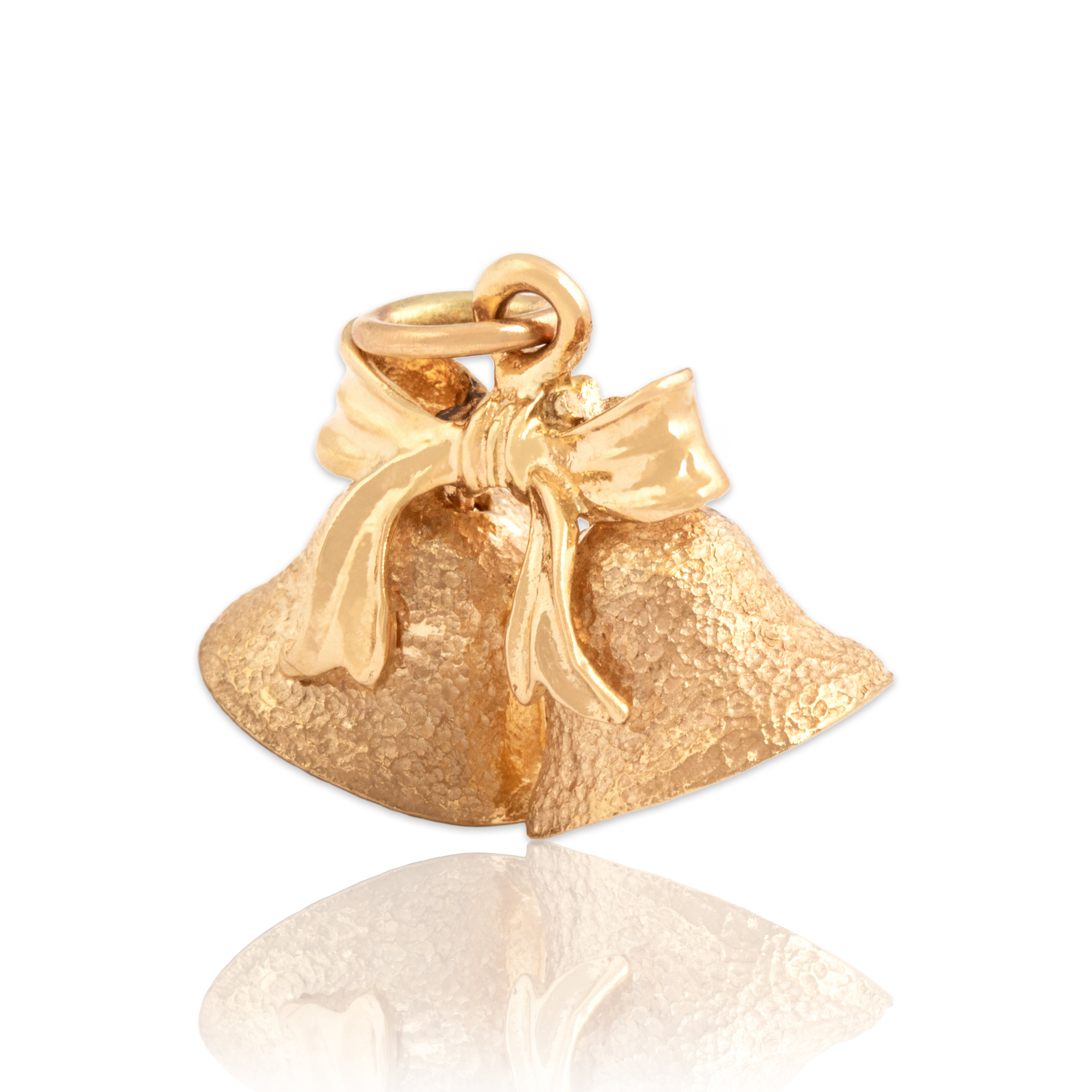 Vintage 14k Yellow Gold Jolly Ringing Bells Charm / Pendant - Close-up view