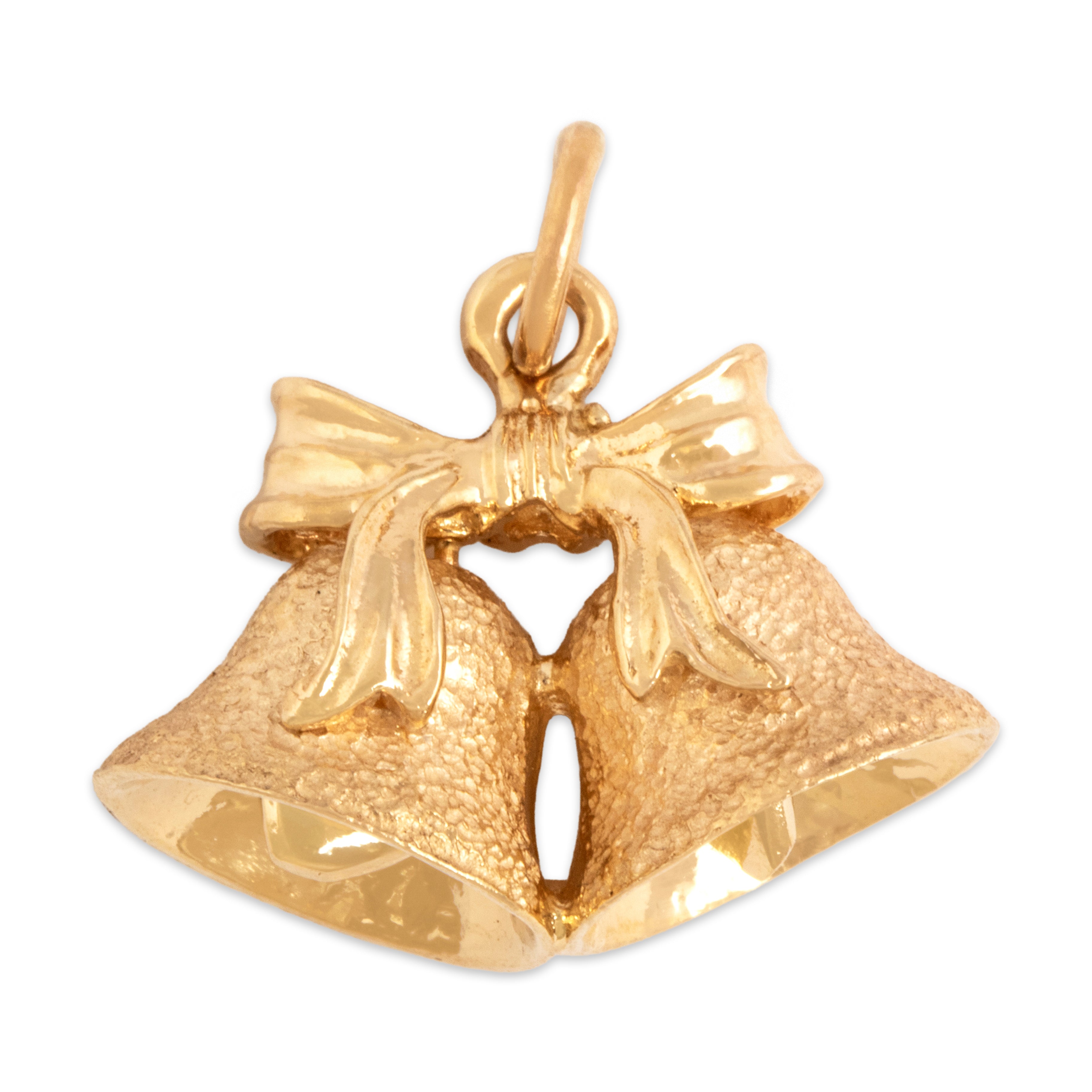 Vintage 14k Yellow Gold Jolly Ringing Bells Charm / Pendant - Overall view