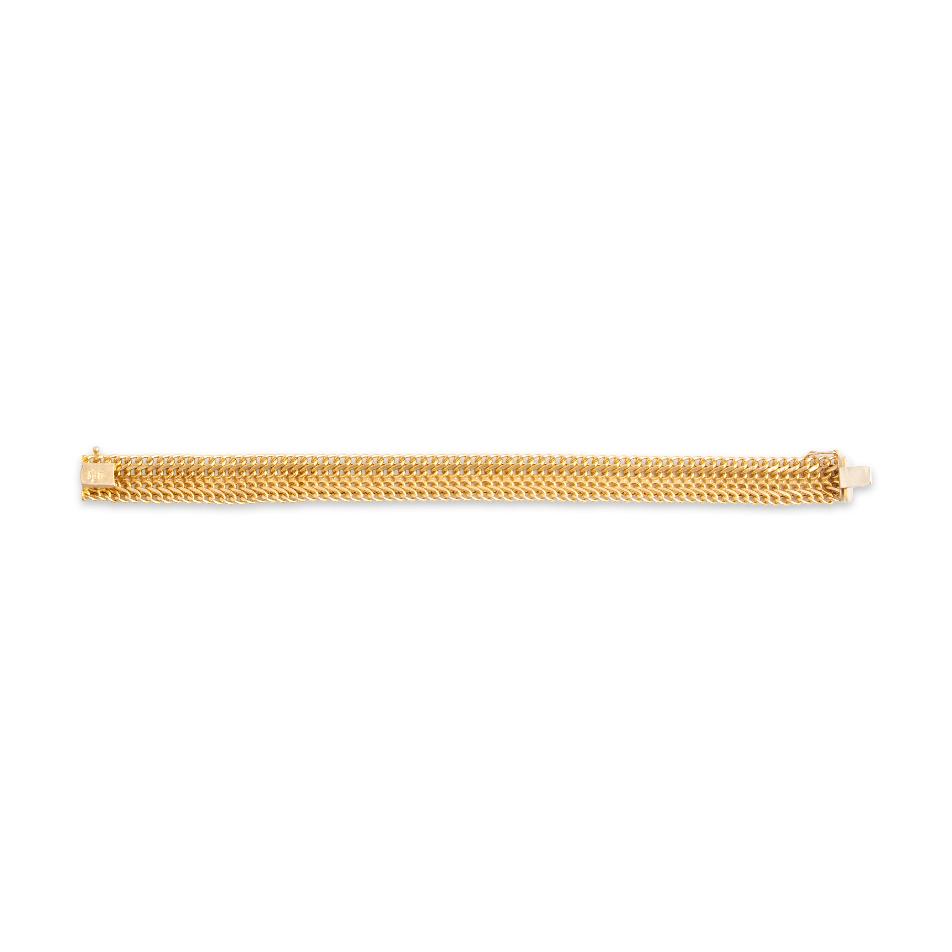 Vintage Italian 14k Yellow Gold Wide Woven Flat Link Bracelet - Back view