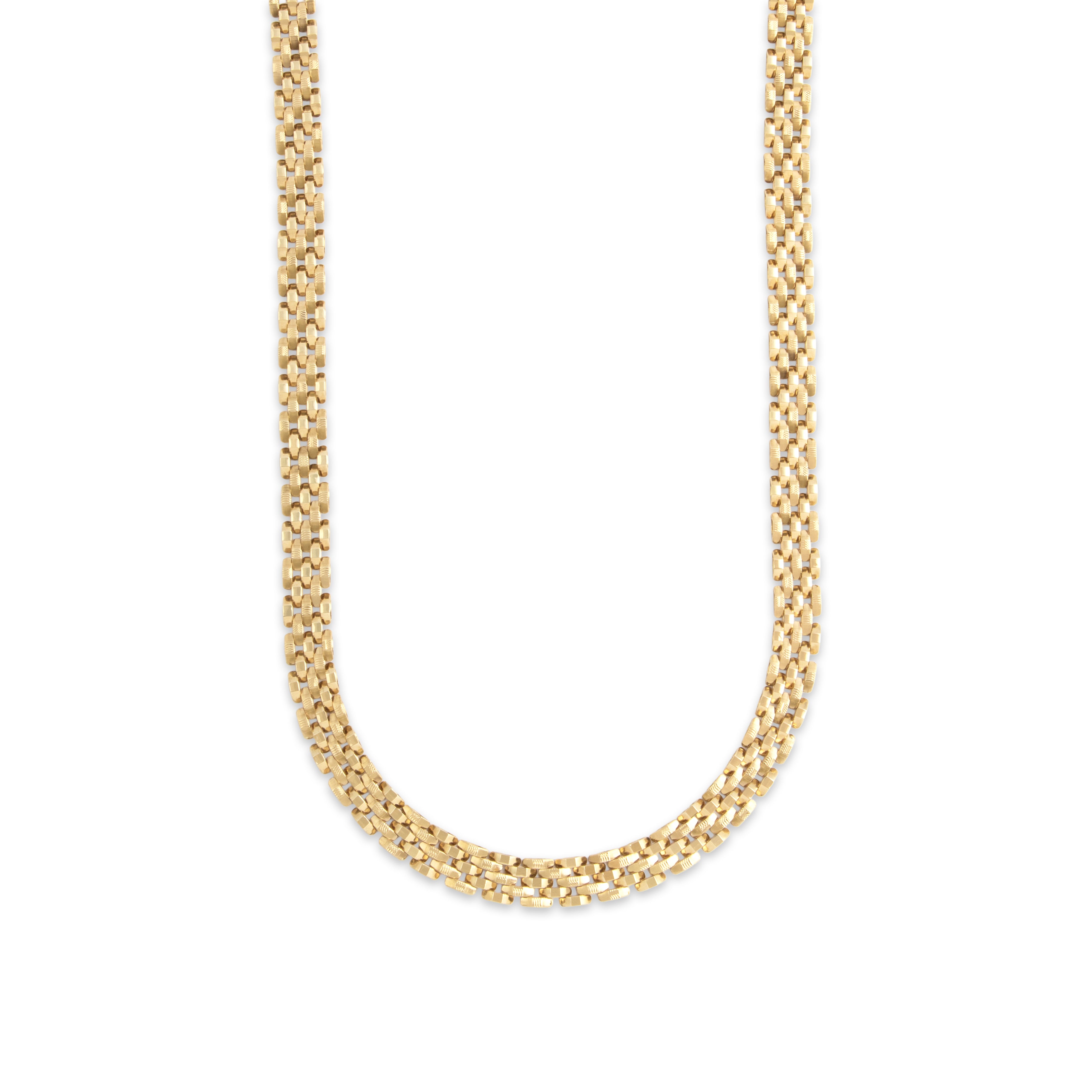 Vintage Italian Substantial 14k Yellow Gold Multi-Textured Panther Link Necklace - detail view #2