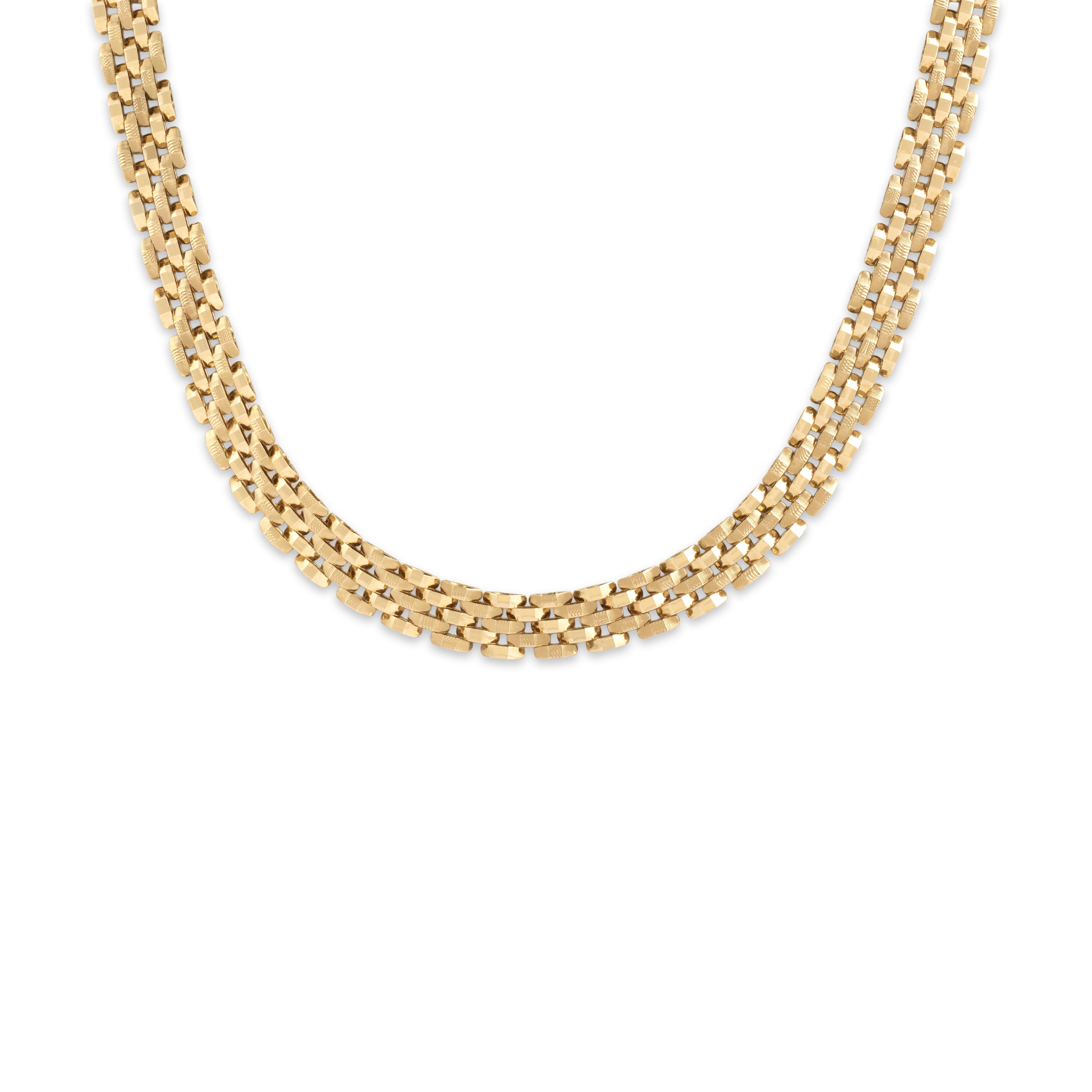 Vintage Italian Substantial 14k Yellow Gold Multi-Textured Panther Link Necklace - detail view #3