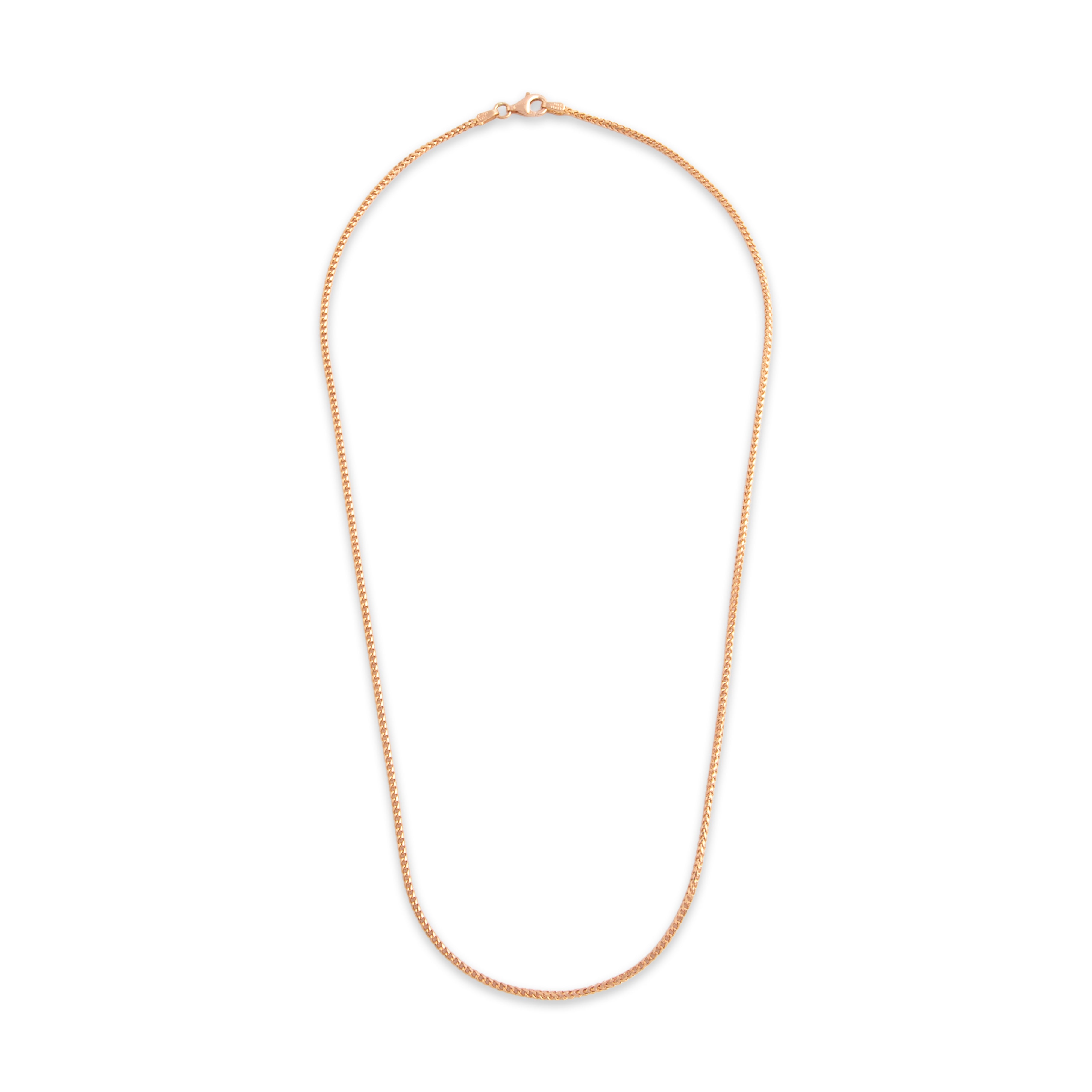 Vintage Italian 14k Rose Gold 1.7mm Stunning Dimensional Chevron Link Chain - Overall view