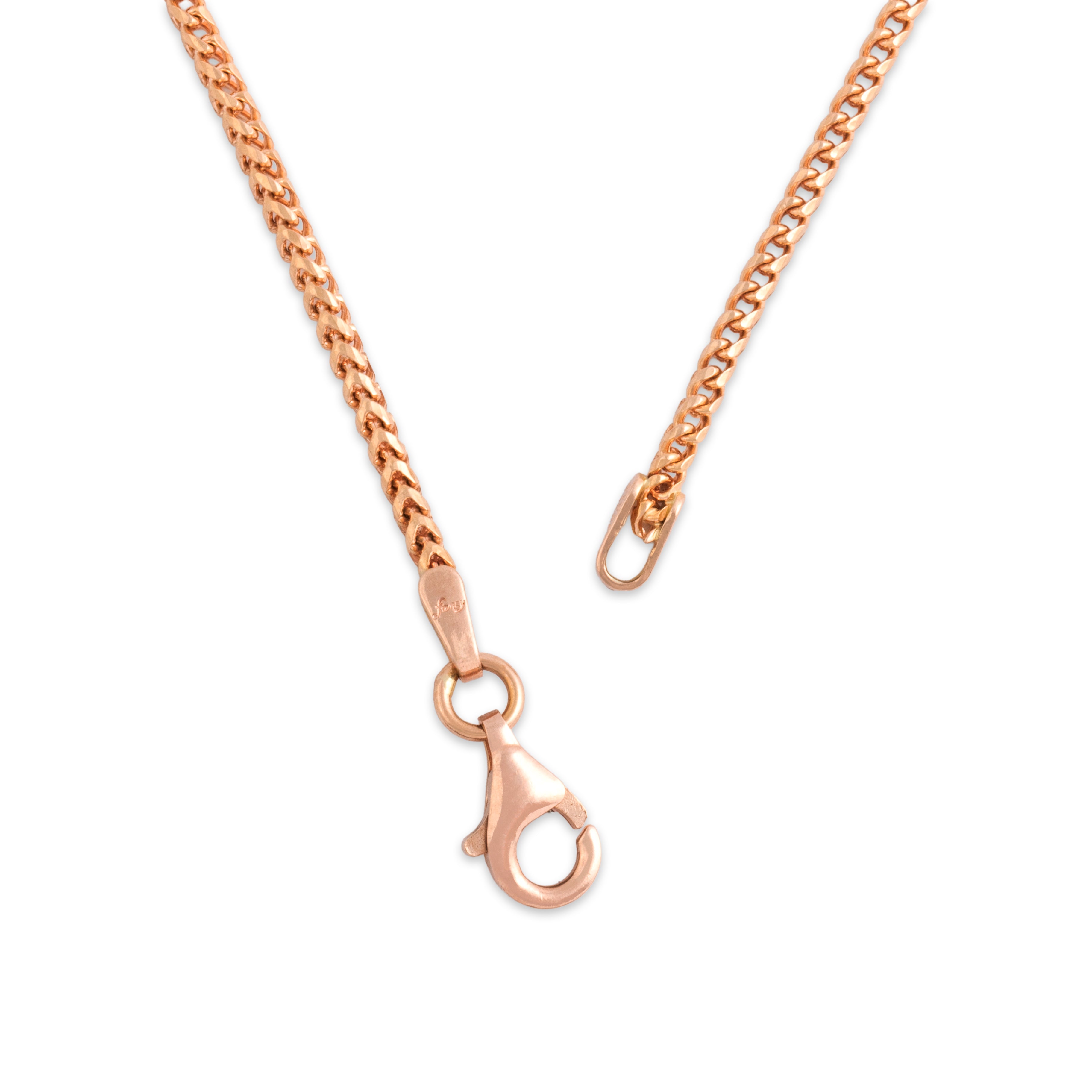 Vintage Italian 14k Rose Gold 1.7mm Stunning Dimensional Chevron Link Chain - clasp view