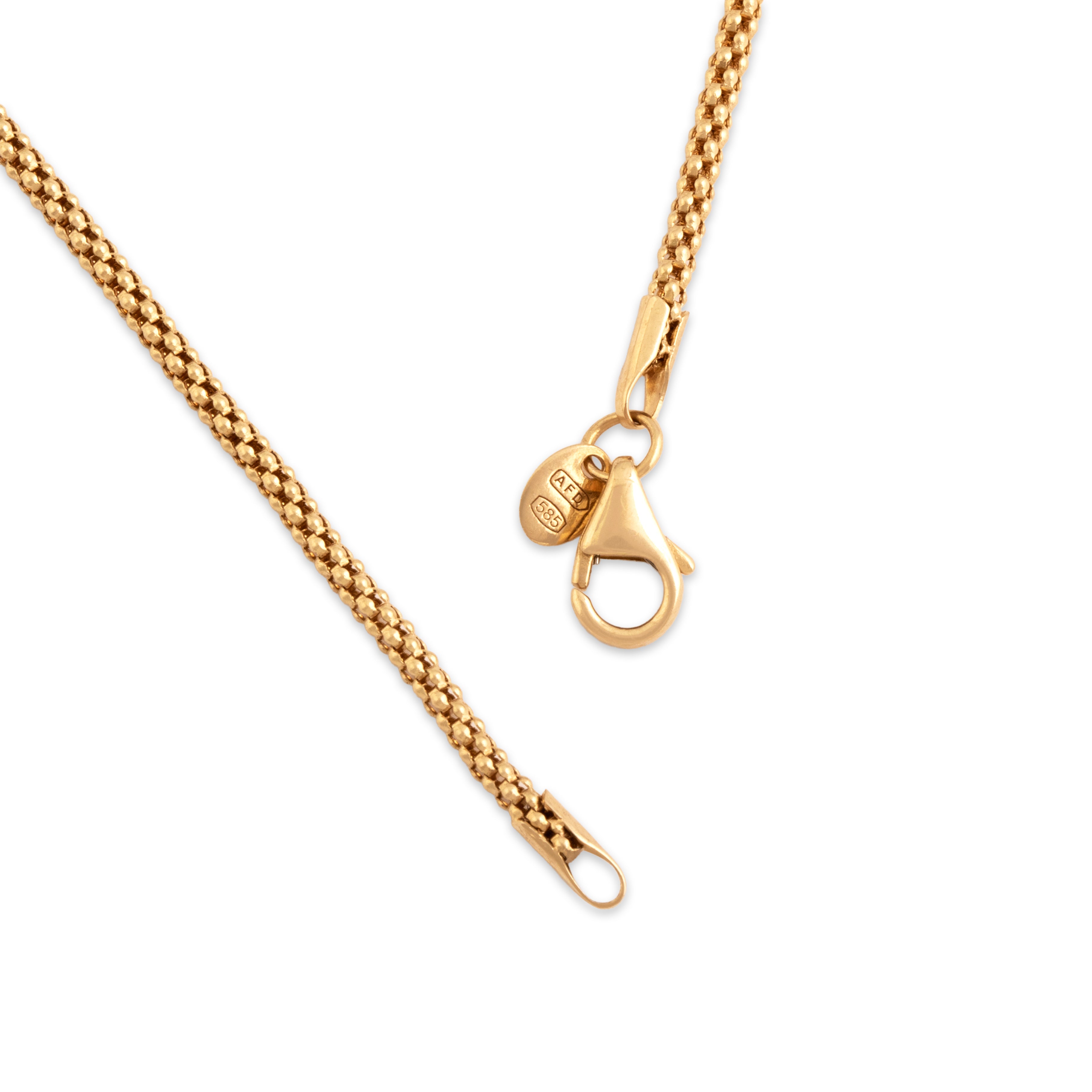 Estate 14k Yellow Gold 1.7mm Dynamic Popcorn Chain - clasp view