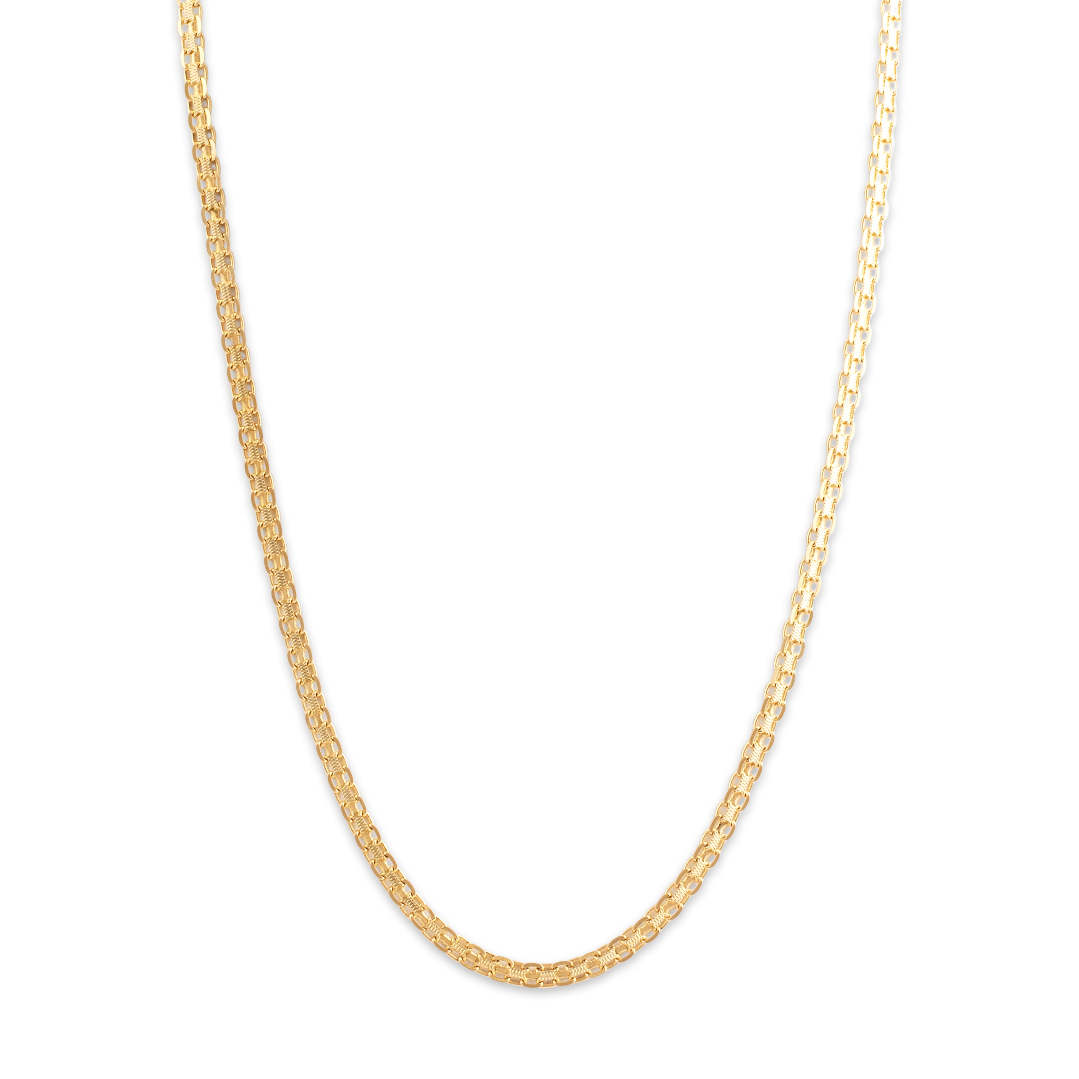 Vintage Italian 14k Yellow Gold Interlocking Textured Flat Link Necklace - detail view #1