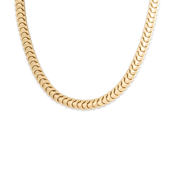 Vintage 14k Yellow Gold Bold Flat Curved Link Necklace 17