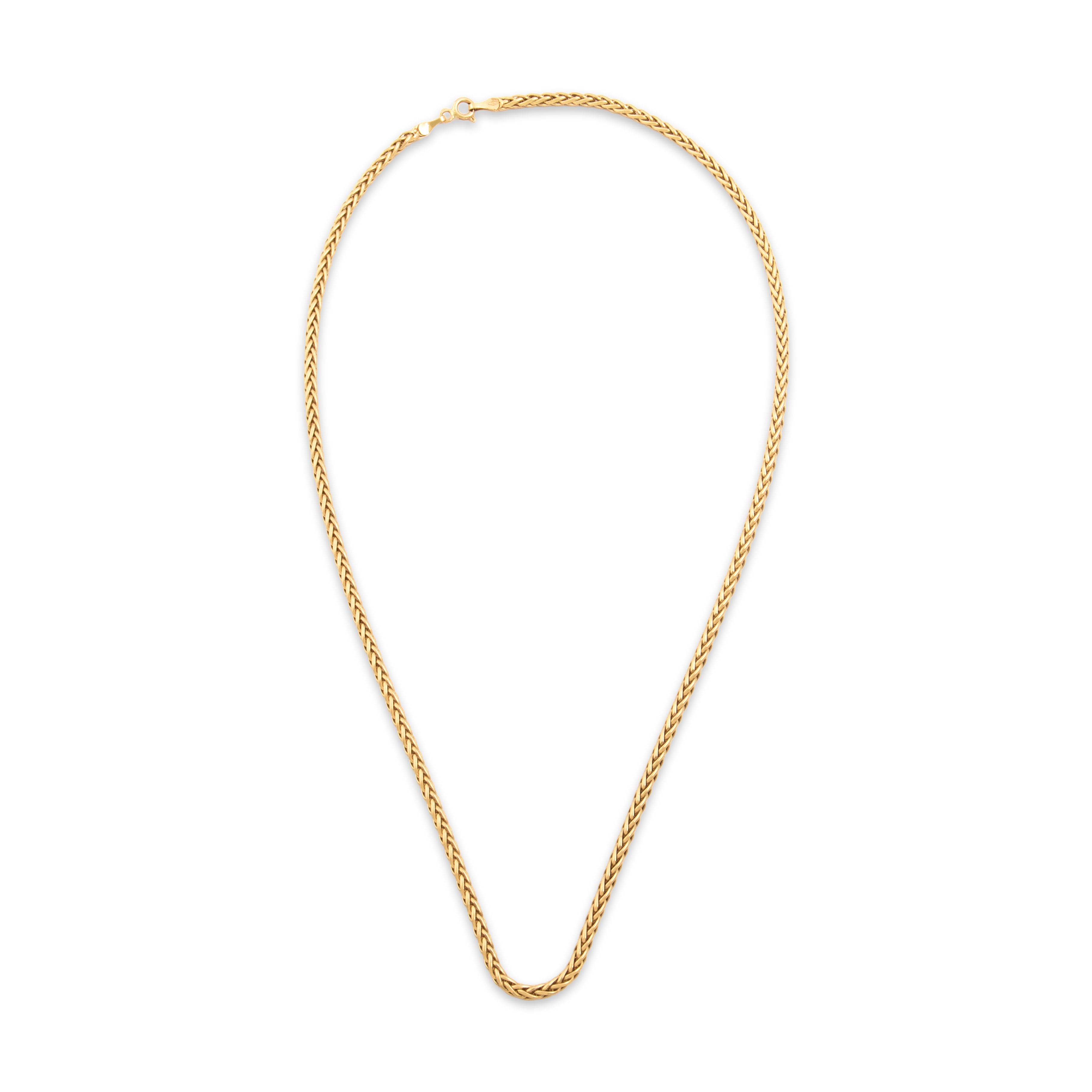 Vintage 18k Yellow Gold 2.4mm Sleek Foxtail Chain - Overall view