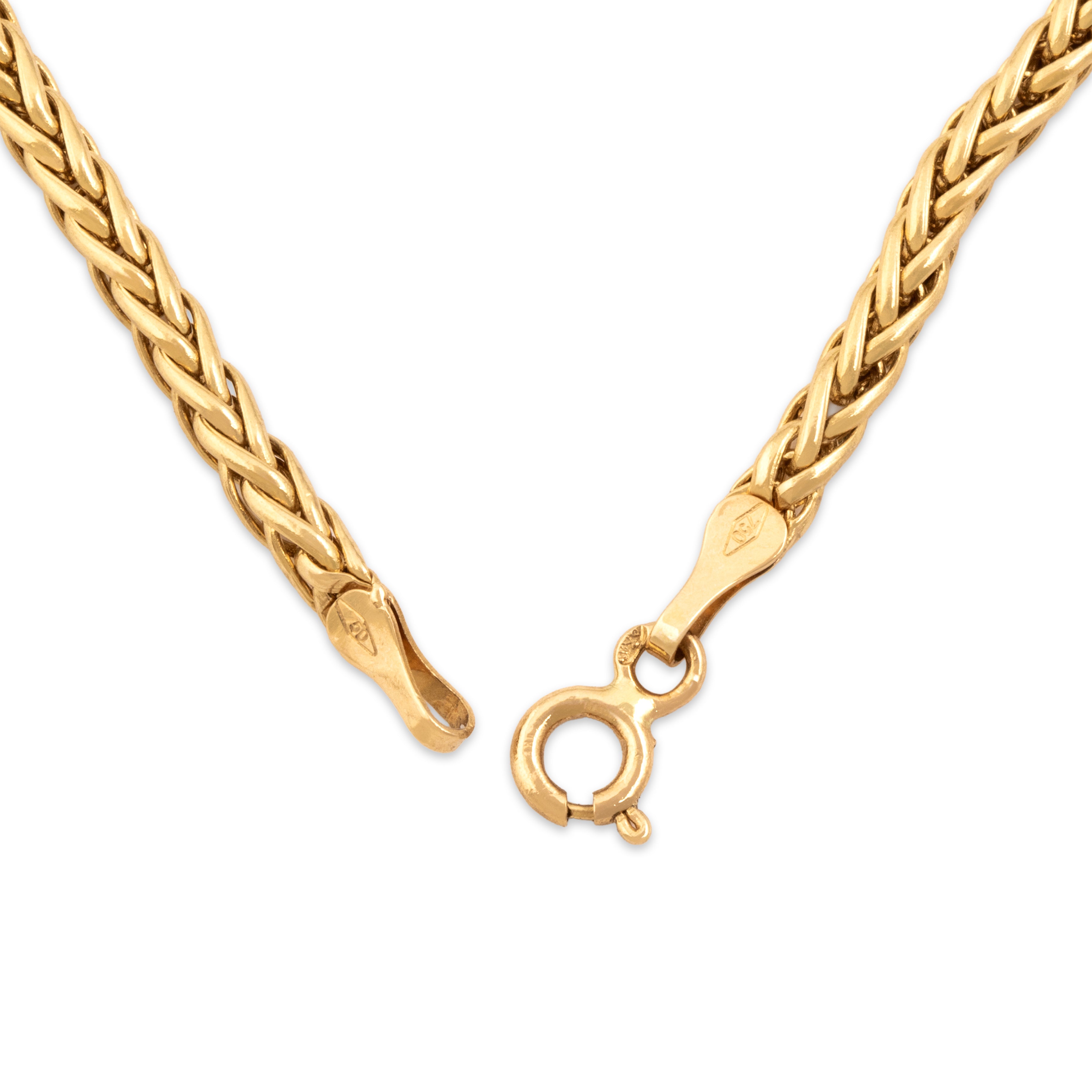 Vintage 18k Yellow Gold 2.4mm Sleek Foxtail Chain - clasp view