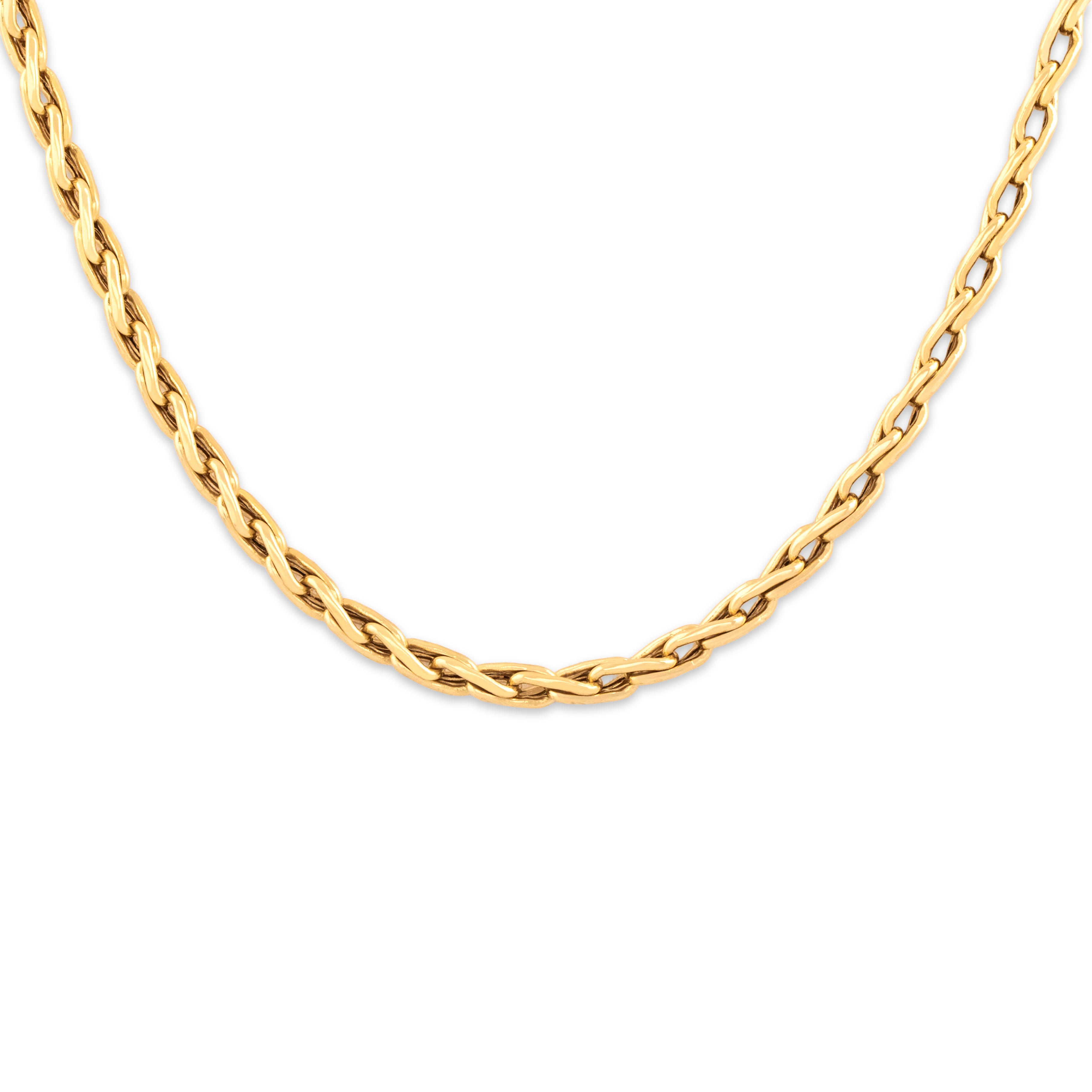 Vintage Italian 18k Yellow Gold 3mm Gleaming Chunky Wheat Chain - detail view #1