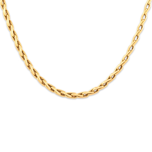 Vintage Italian 18k Yellow Gold 3mm Gleaming Chunky Wheat Chain 18