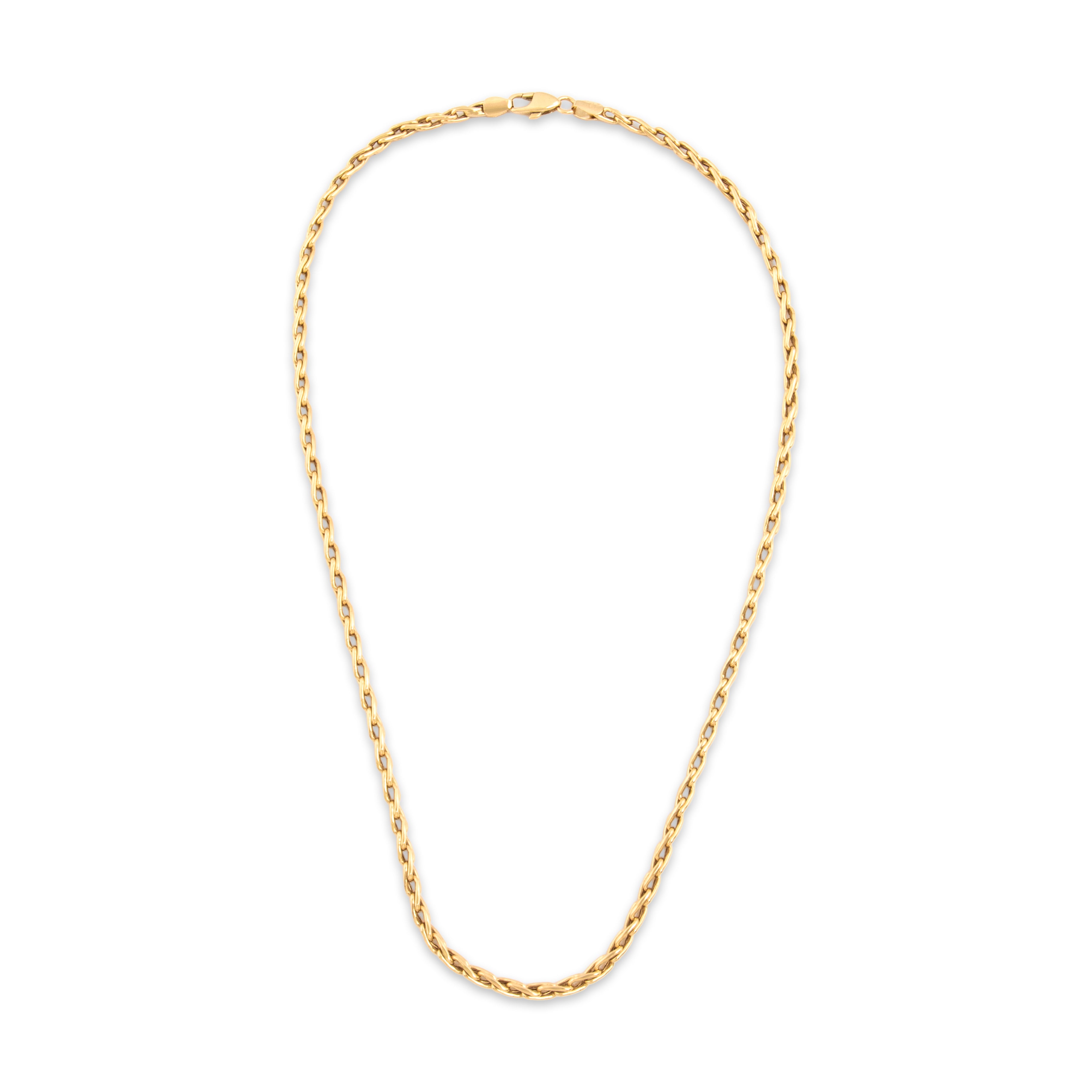Vintage Italian 18k Yellow Gold 3mm Gleaming Chunky Wheat Chain - Overall view