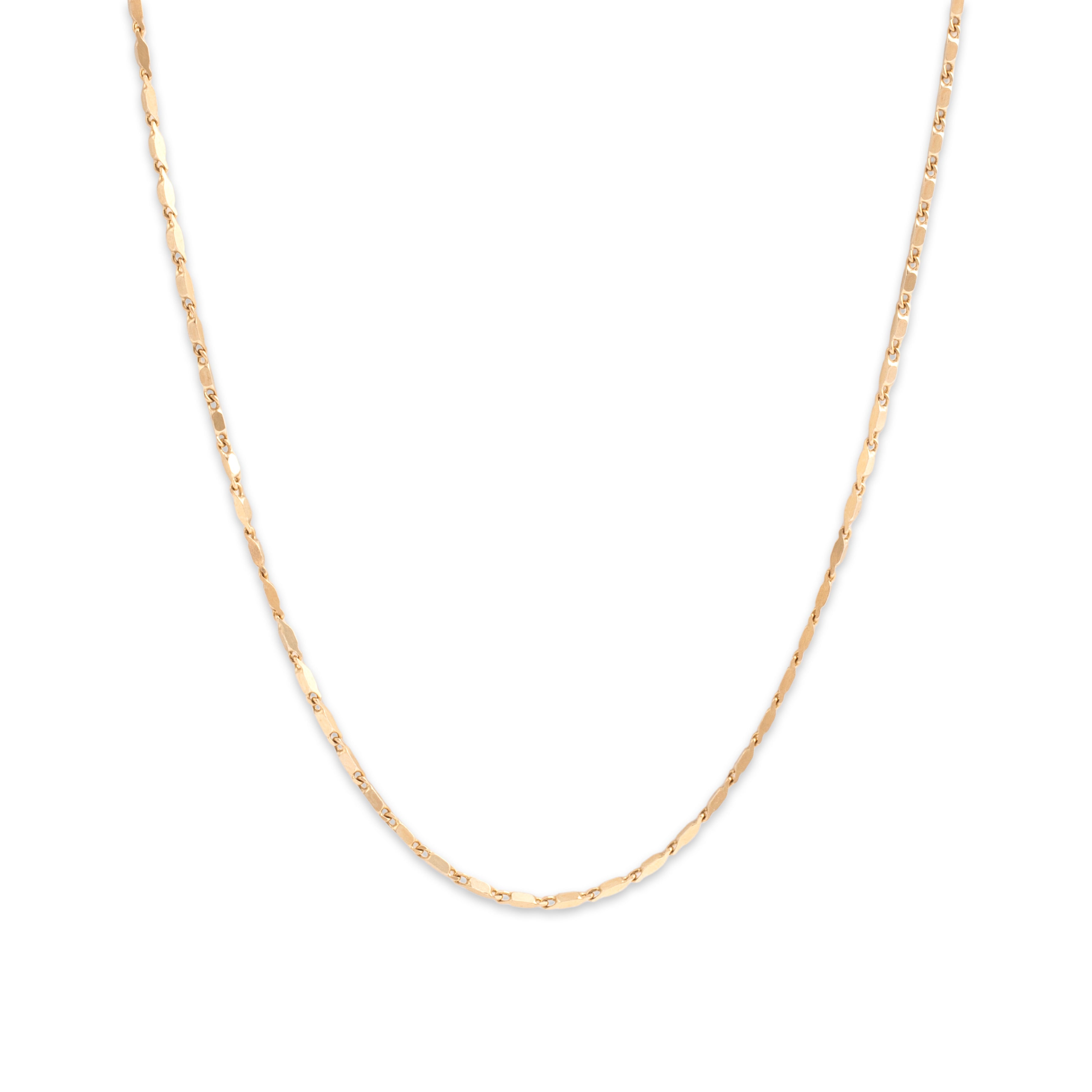 Vintage 18k Yellow Gold 1.2mm Lovely Faceted Bar Link Chain - Close-up view