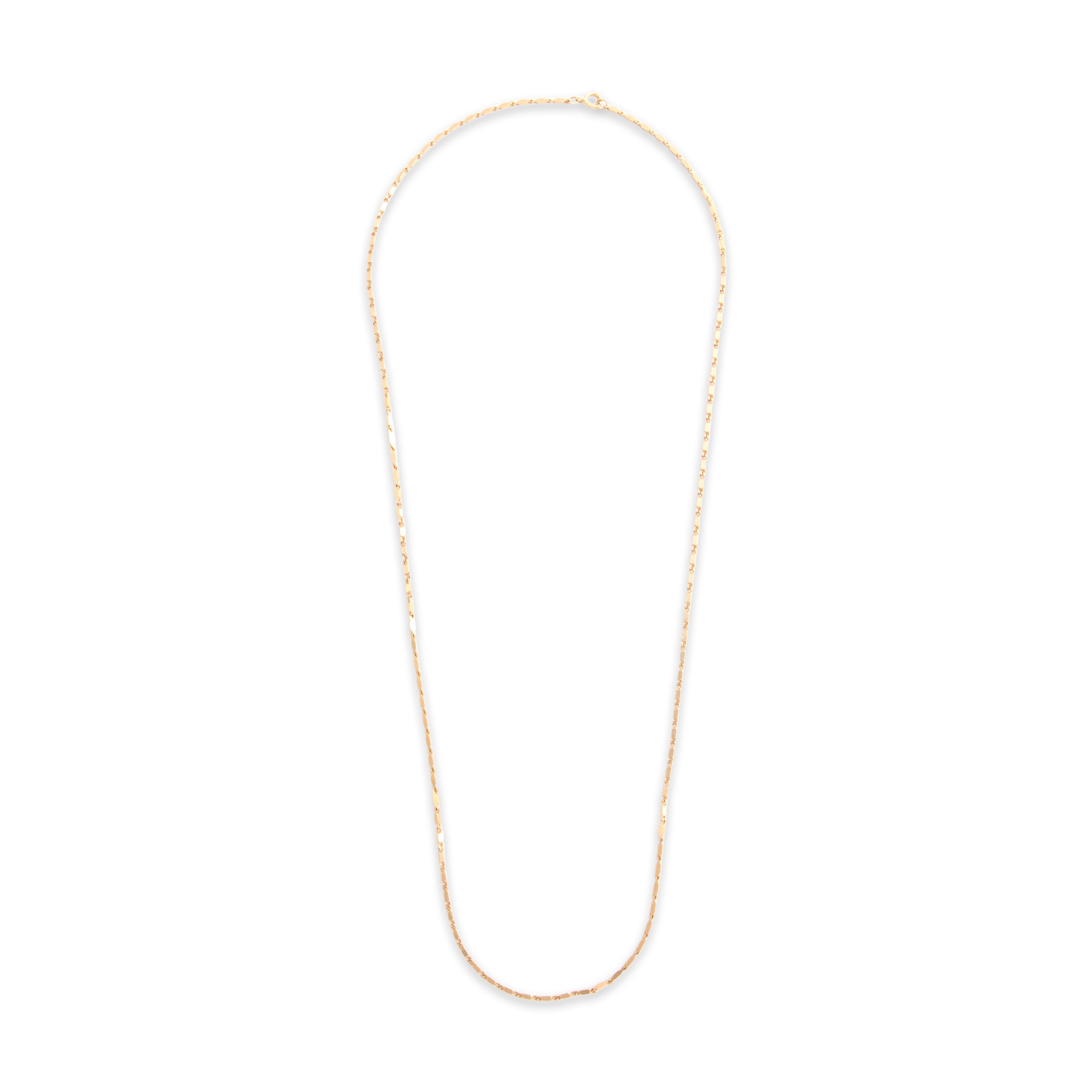 Vintage 18k Yellow Gold 1.2mm Lovely Faceted Bar Link Chain - Overall view