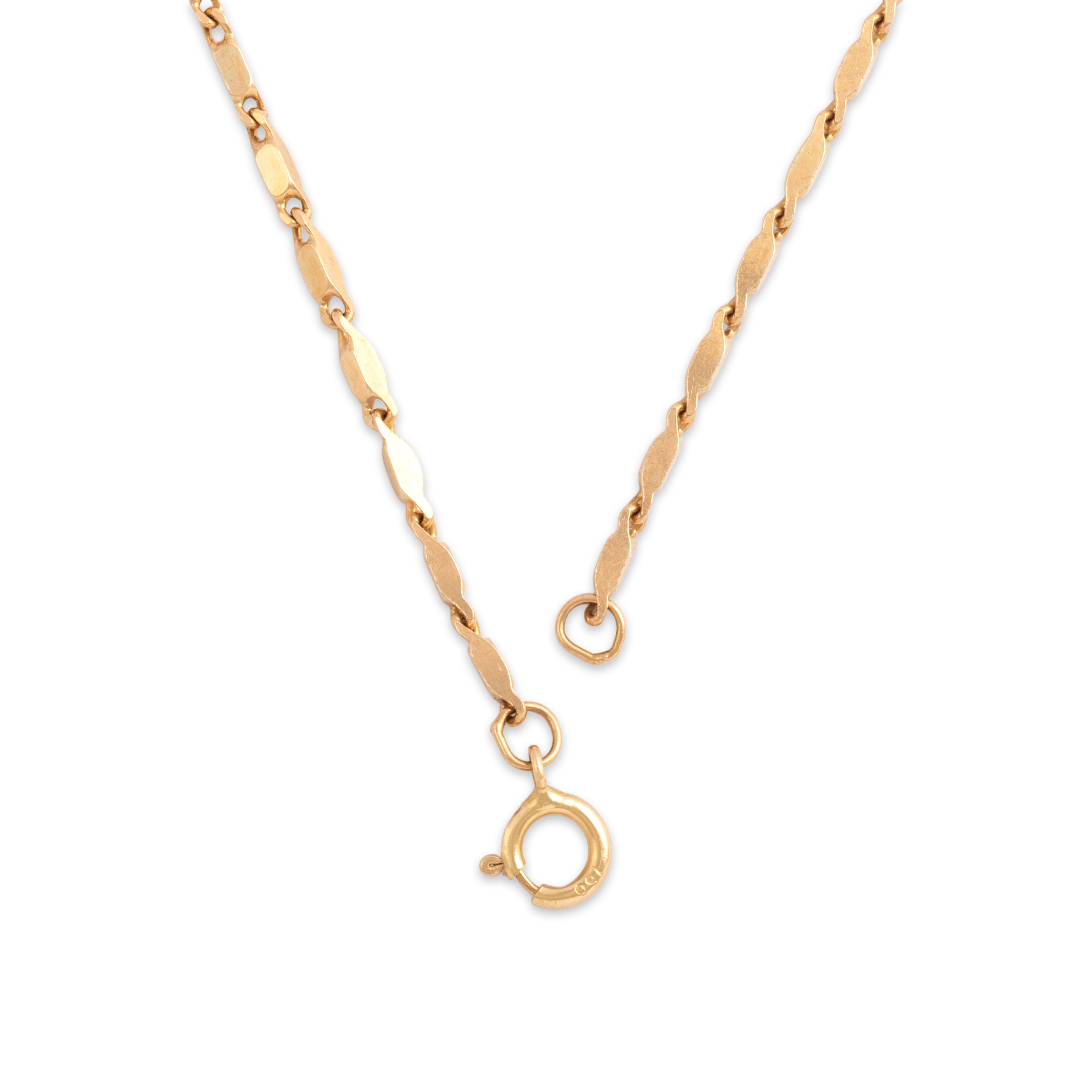Vintage 18k Yellow Gold 1.2mm Lovely Faceted Bar Link Chain - clasp view
