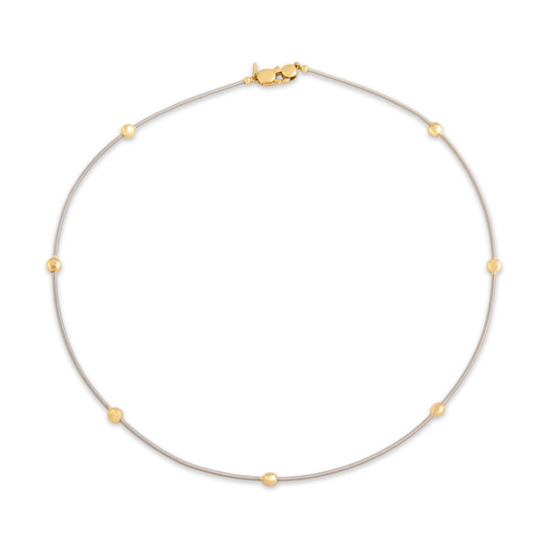Vintage Italian 18k White & Yellow Gold Chic Corded Station Necklace - Overall view