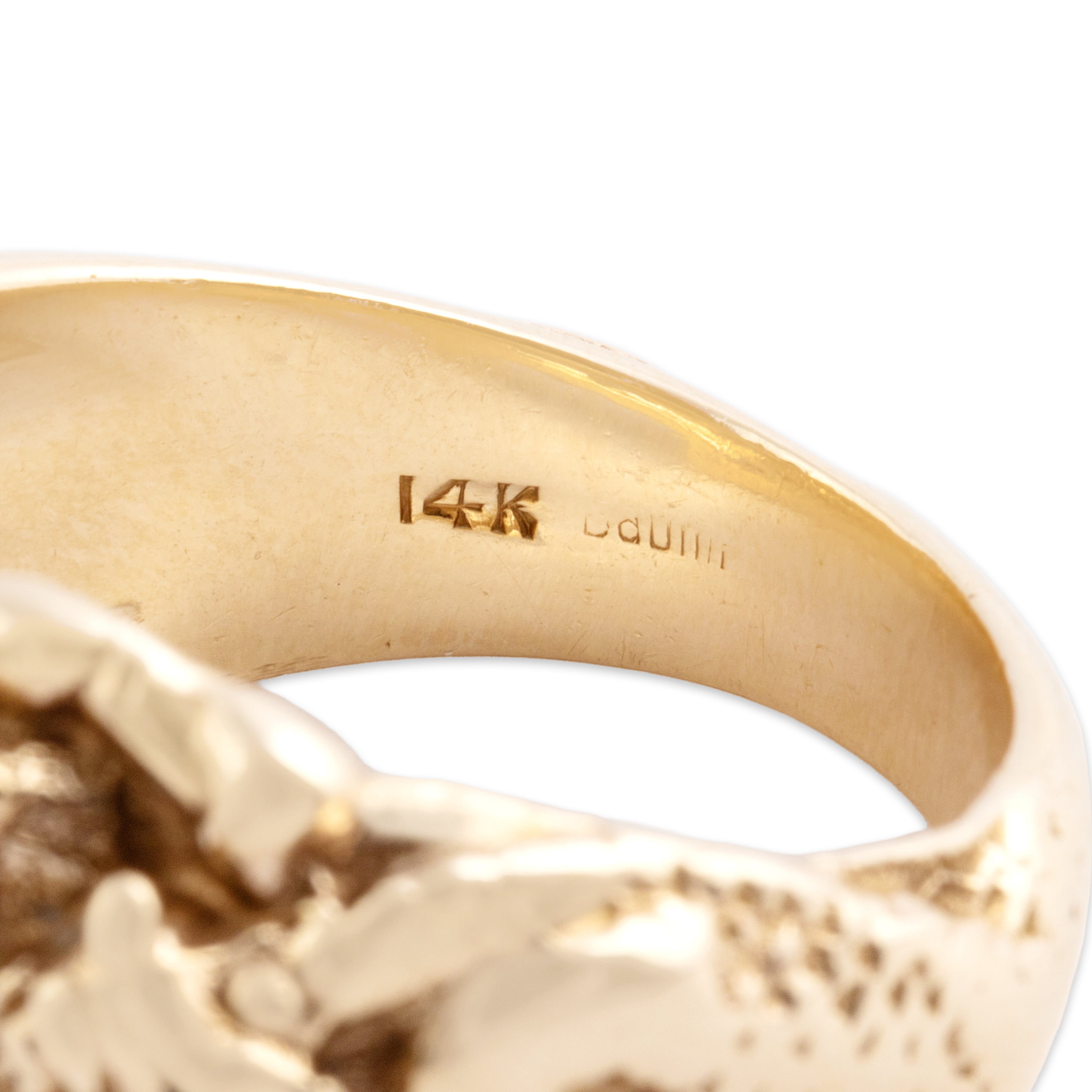 Vintage Heavy 14k Yellow & White Gold Diamond Fantastic Figural Snake And Dragon Initial Signet Ring - Hallmark view