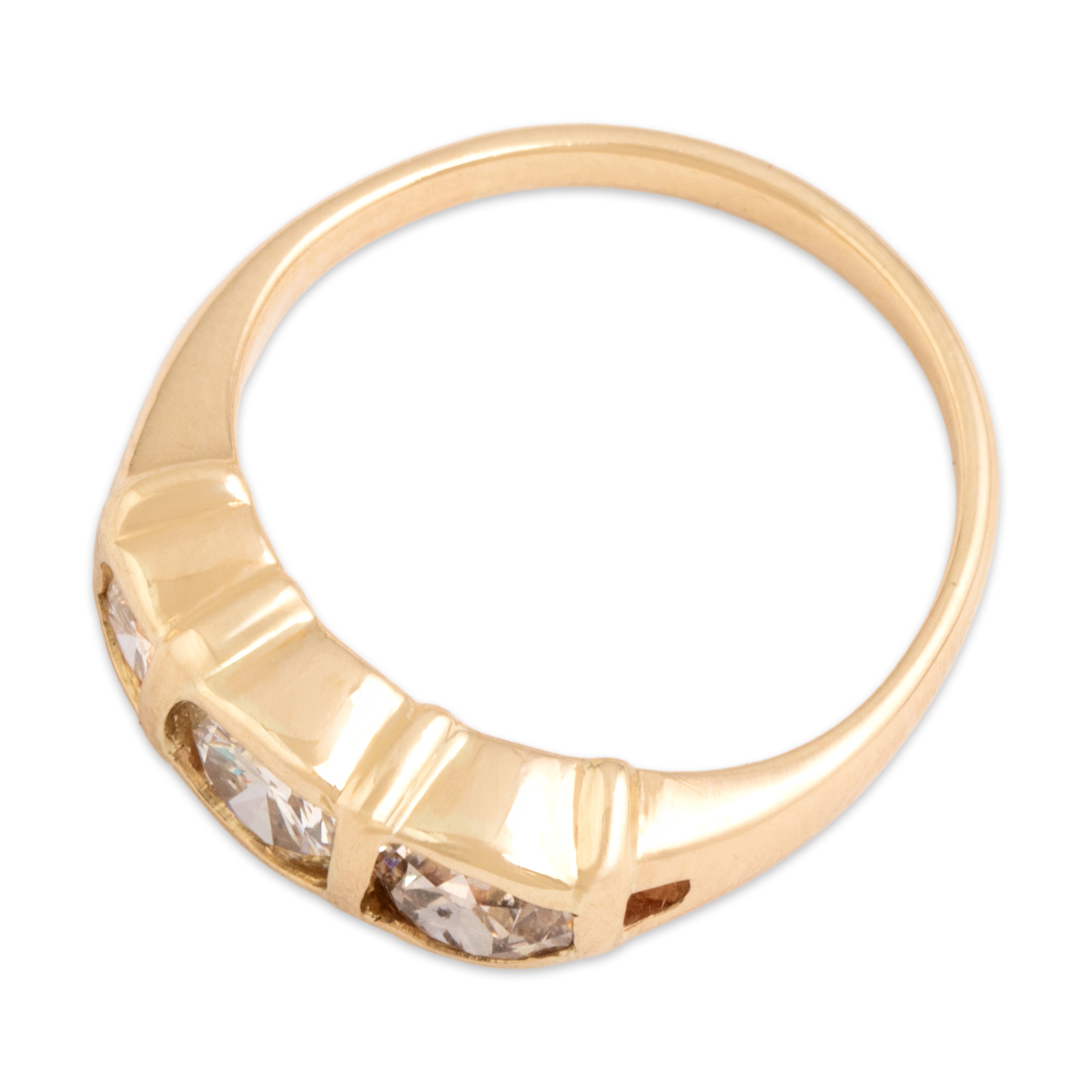 Vintage 14k Yellow Gold 1.03cttw Old European Old Mine Cut Diamond Superb Dazzling Trio Band Ring - Overall view