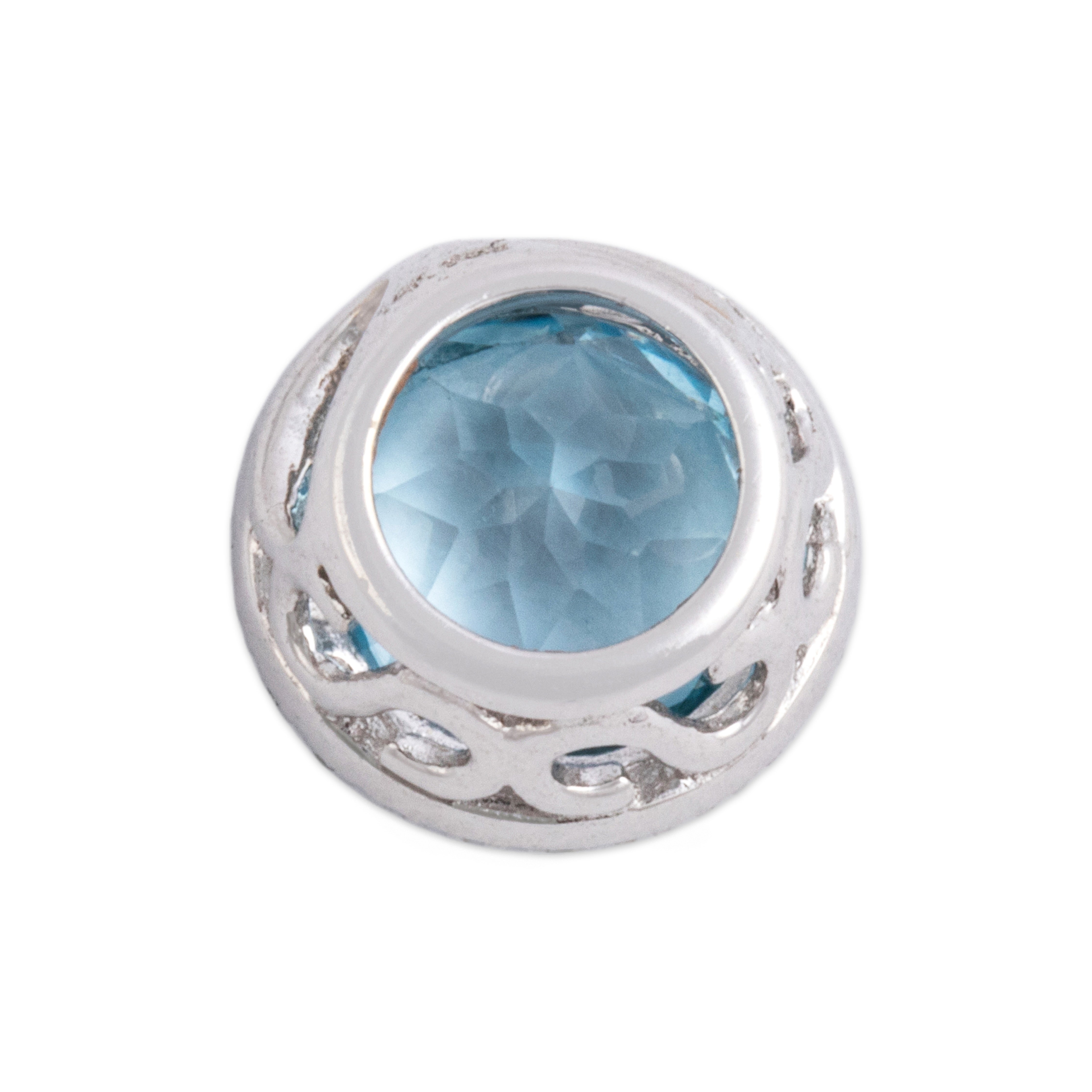 Estate 14k White Gold 1.3ct Light Blue Topaz Diamond Vibrant Icy Halo Pendant