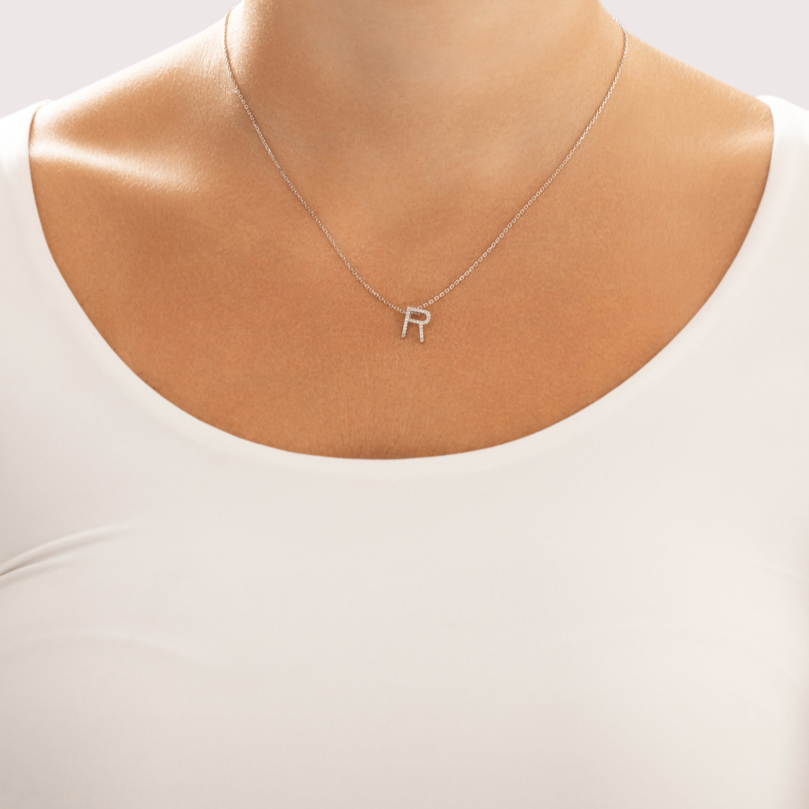 Vintage Small 14k White Gold Diamond Sparkling Initial 
