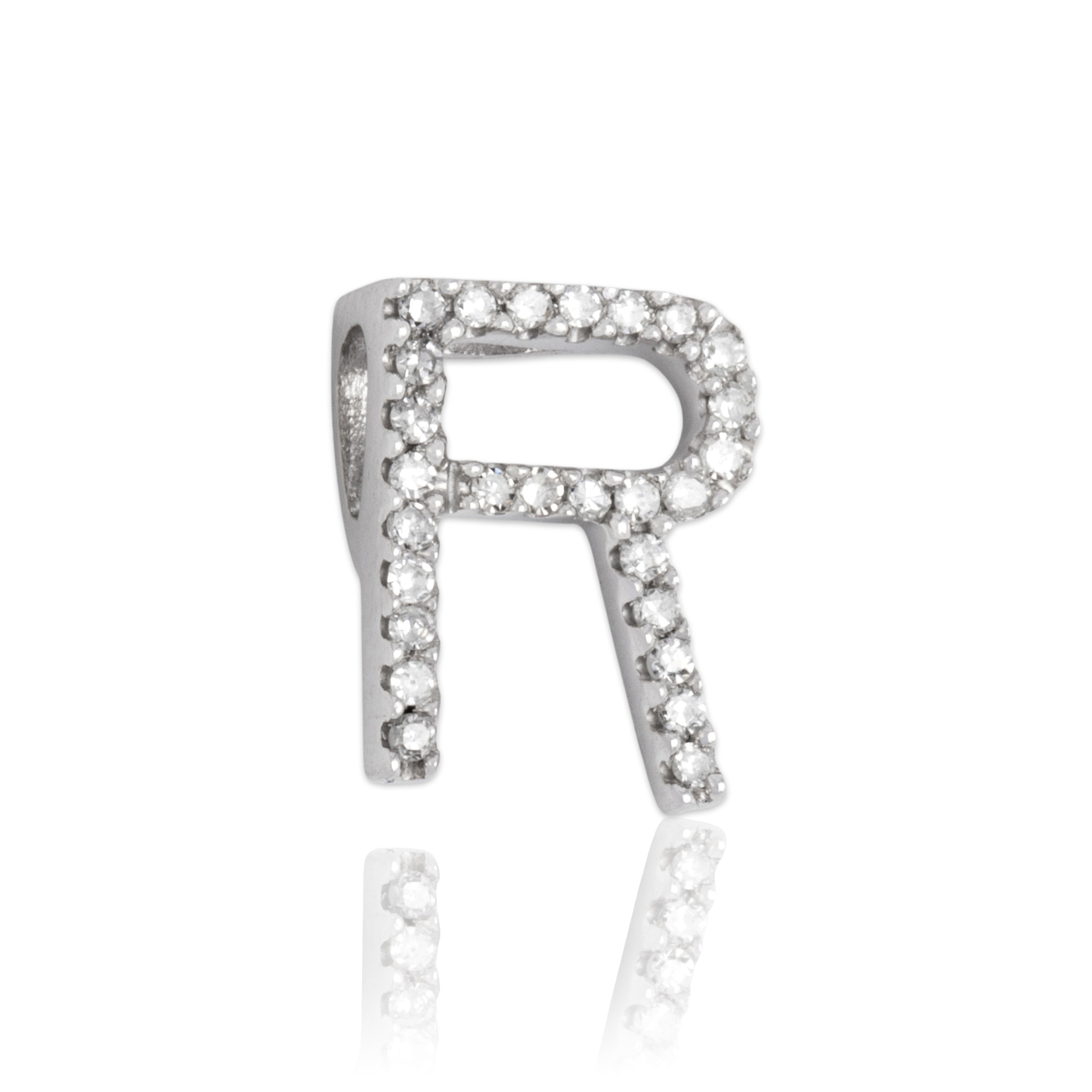 Vintage Small 14k White Gold Diamond Sparkling Initial 