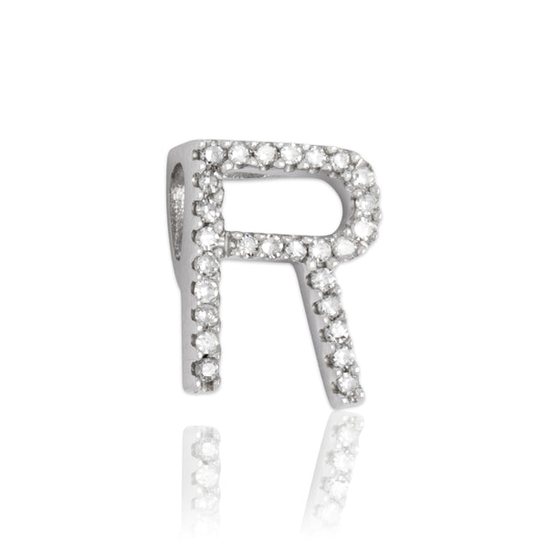 Vintage Small 14k White Gold Diamond Sparkling Initial 