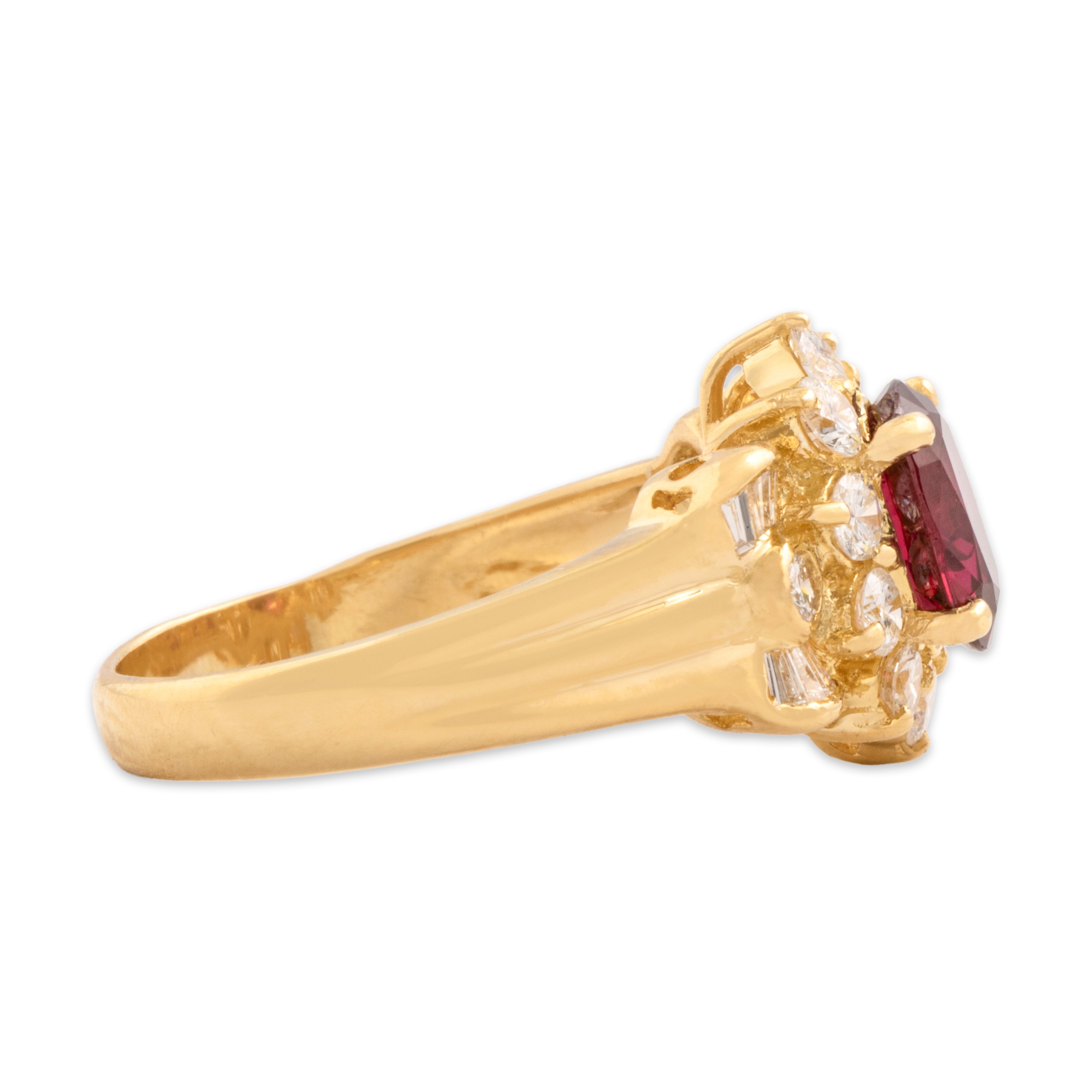 Vintage 18k Yellow Gold 1.18ct Ruby .62cttw Diamond Gia Striking Bowtie Detail Ring - Side view
