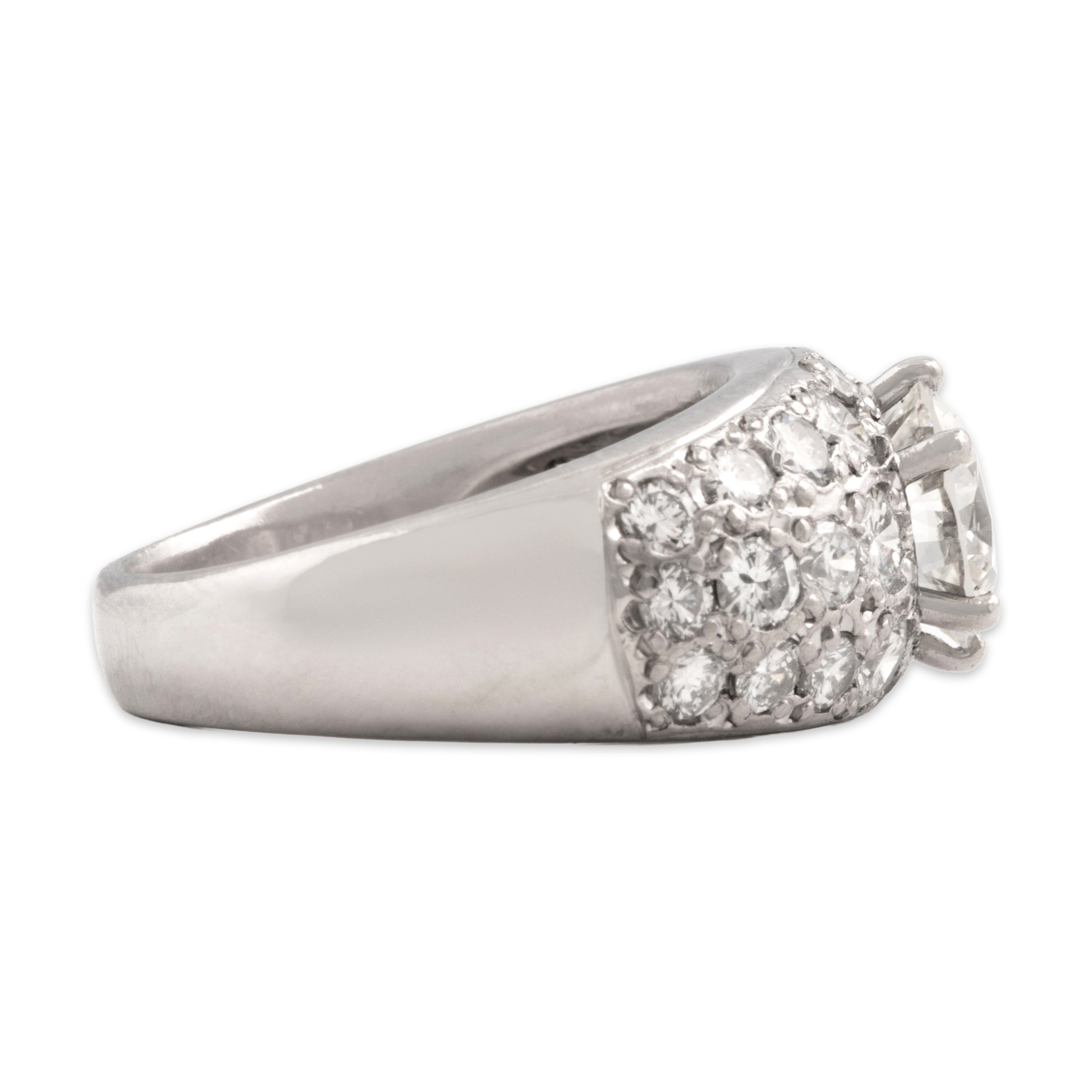 Vintage Heavy Platinum [Custom Carat] Superb Wide Pavã© Ring - Side view