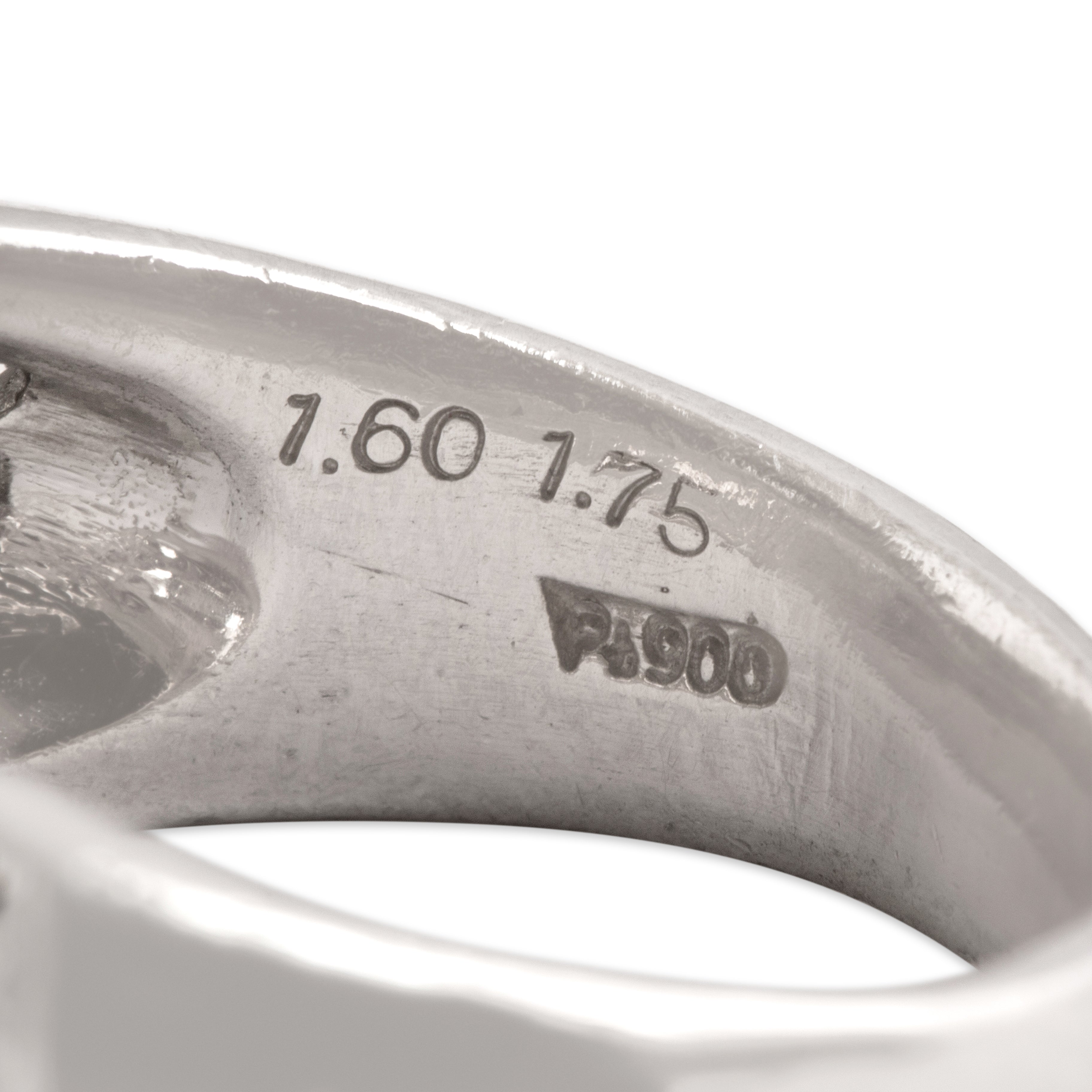 Vintage Heavy Platinum [Custom Carat] Superb Wide Pavã© Ring - Hallmark view