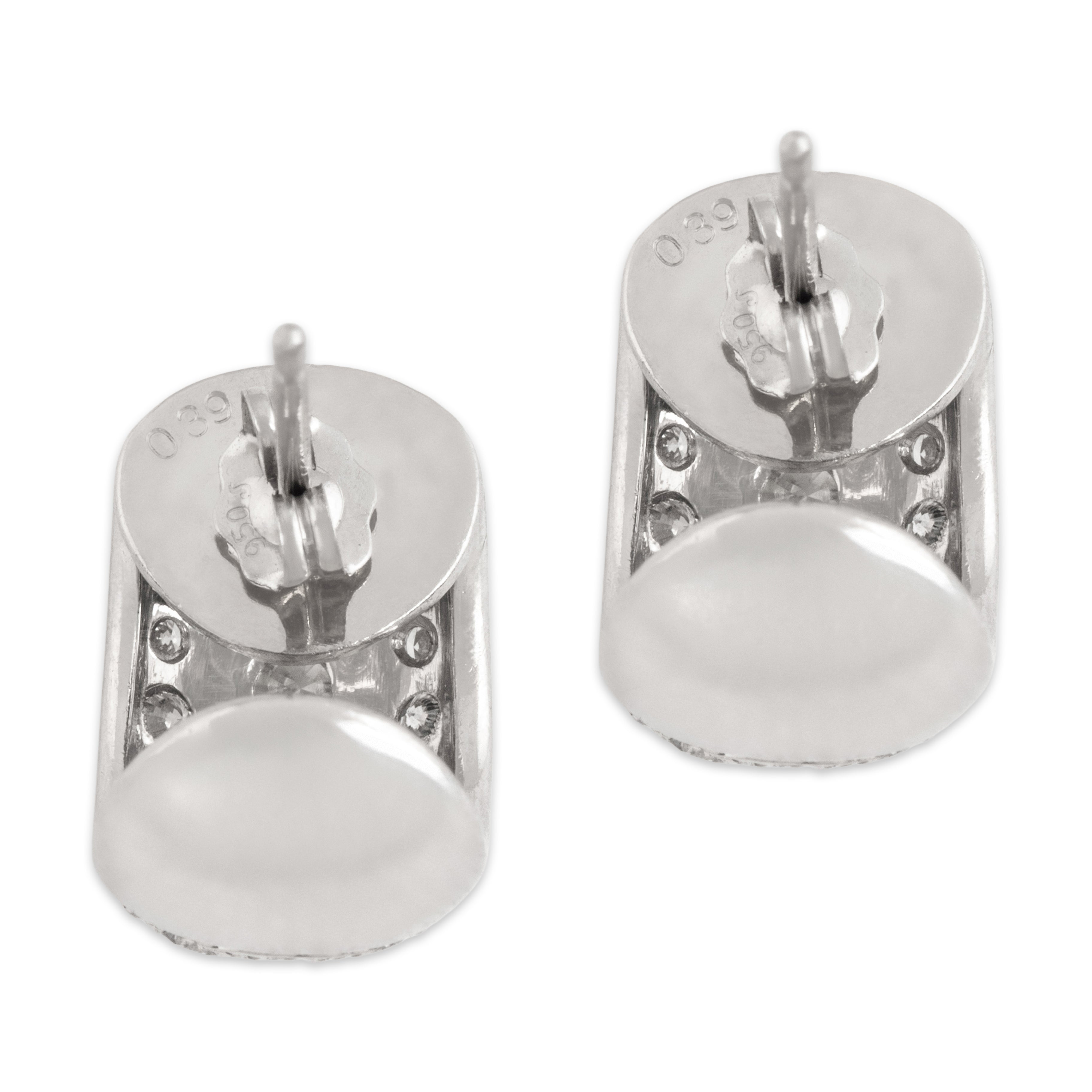 Vintage Platinum 1.31cttw Diamond Brilliant Pavé Huggie Stud Earrings