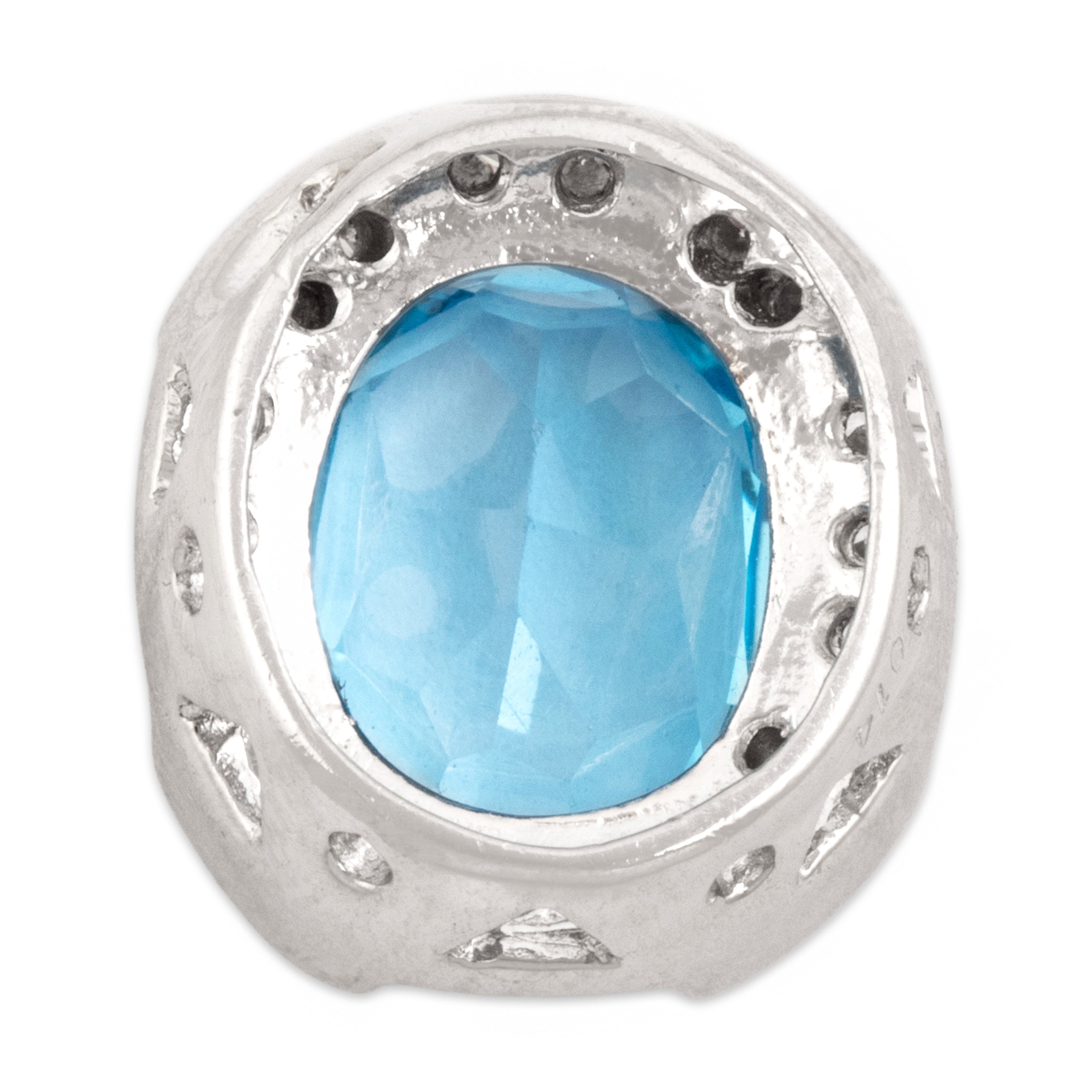 Vintage Platinum [Custom Carat] Sparkling Framed Oval Slide Pendant - Back view