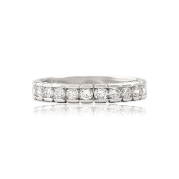Vintage Platinum Diamond Glittering Partial Bezel Band Ring 5.75