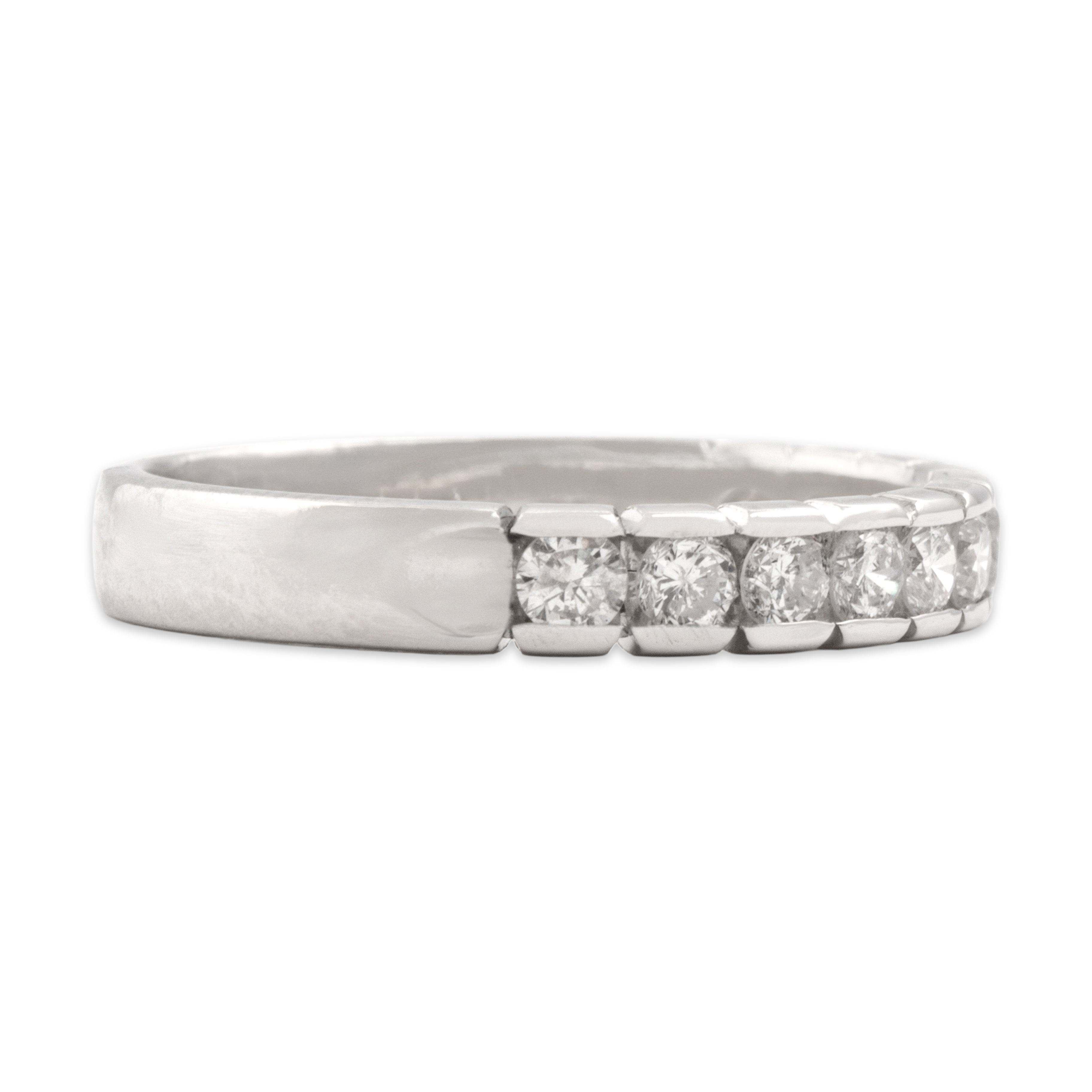 Vintage Platinum Diamond Glittering Partial Bezel Band Ring - Side view