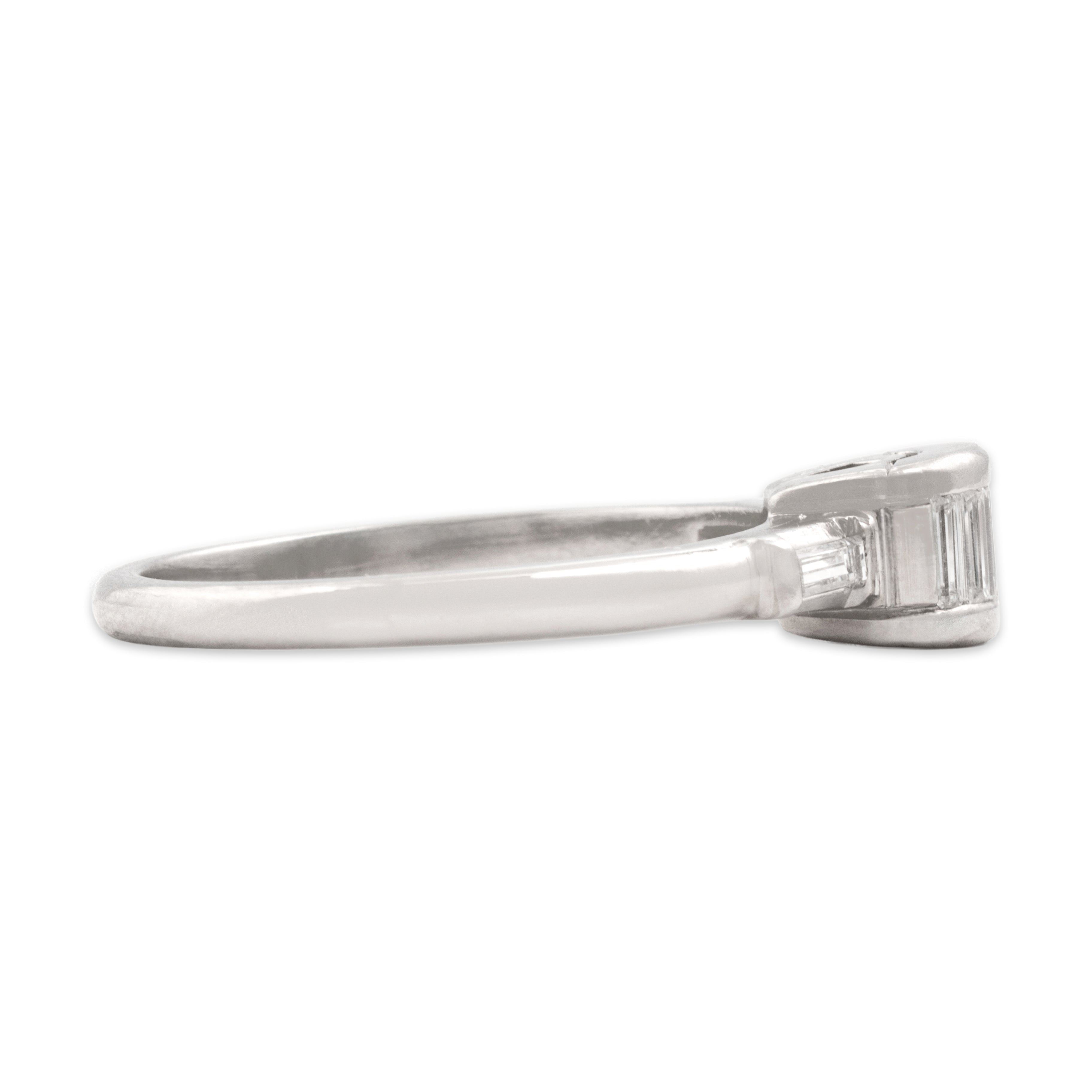 Vintage Diamond Sleek Baguette Arch Ring - Side view