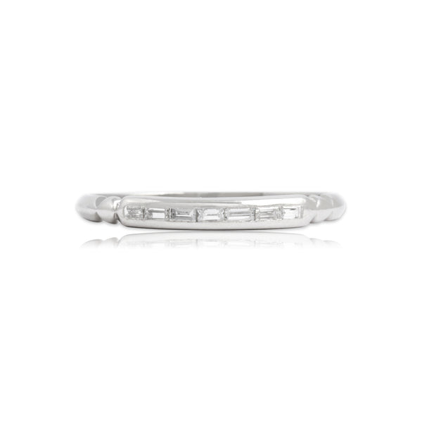 Vintage Platinum Diamond Chic Baguette Channel Band Ring 8.00