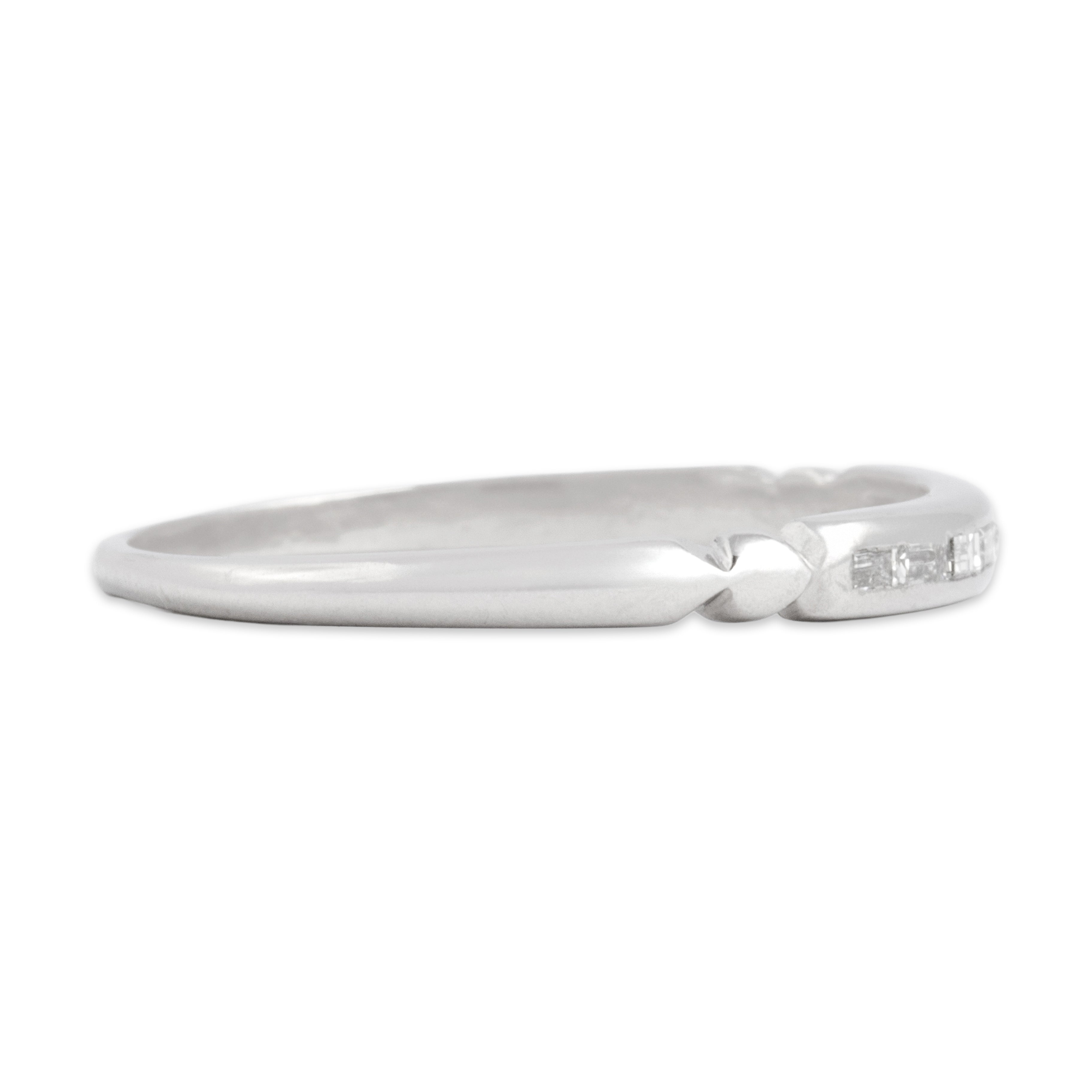 Vintage Platinum Diamond Chic Baguette Channel Band Ring - Side view