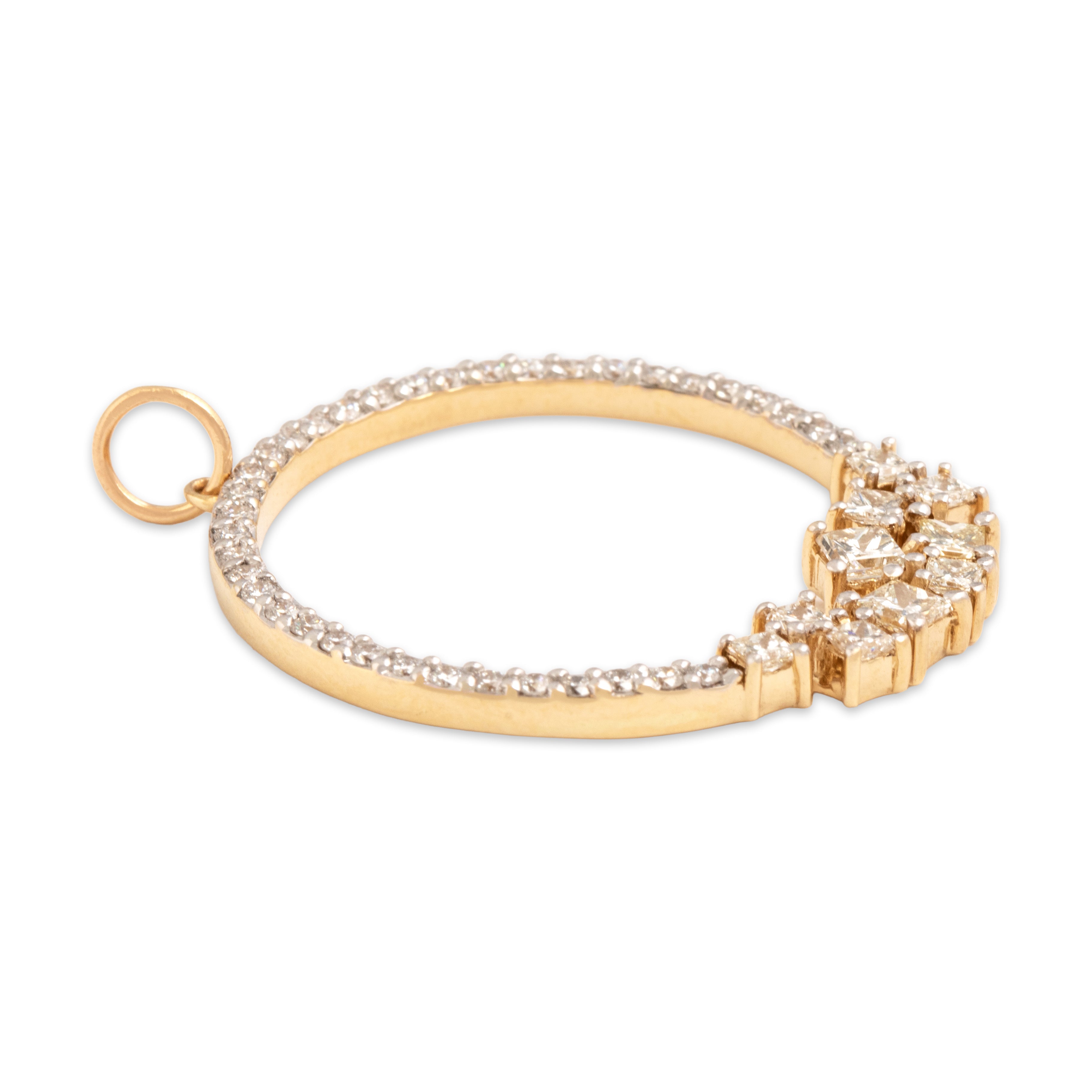 Vintage 14k Yellow Gold .78cttw Diamond Glittering Open Accented Wreath Pendant - Side view